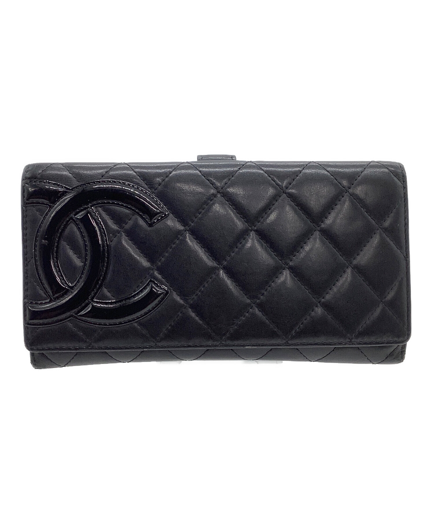 中古・古着通販】CHANEL (シャネル) 長財布 カンボン ブラック×ピンク