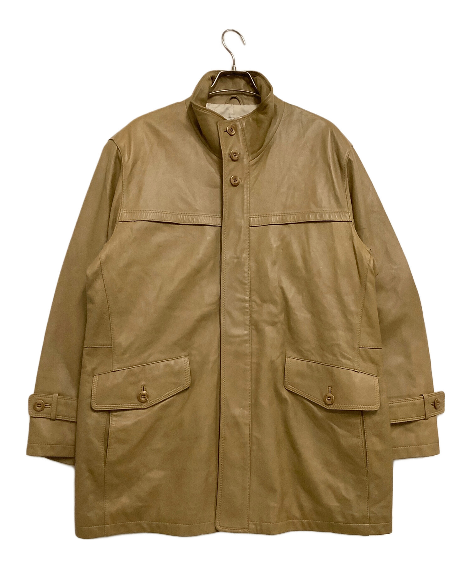 中古・古着通販】BALMAIN (バルマン) ラムレザーコート キャメル