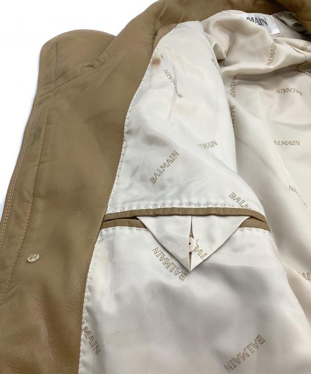 中古・古着通販】BALMAIN (バルマン) ラムレザーコート キャメル