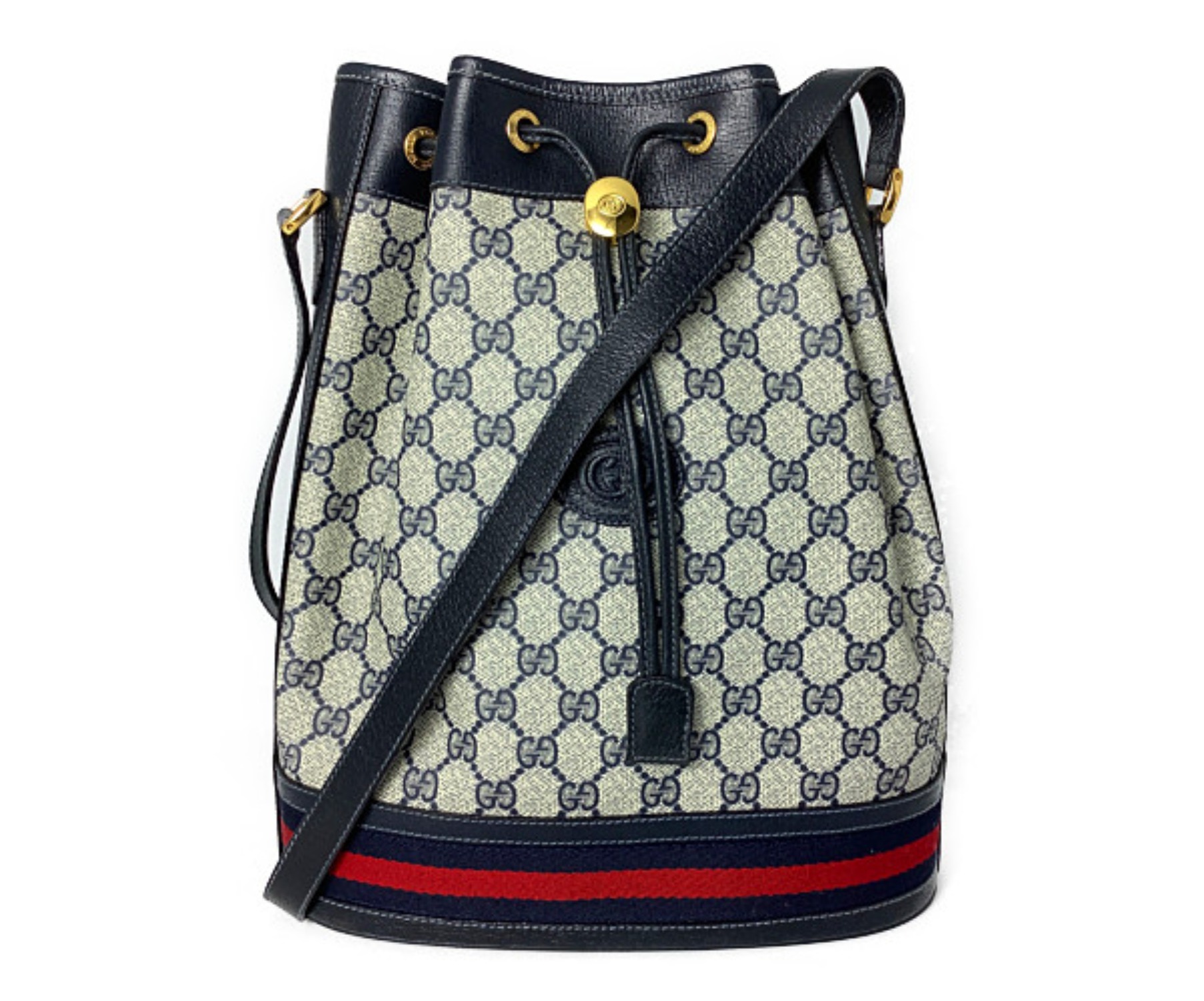 GUCCI バック ほとんど未使用 値下げしました！ 中古・古着通販】GUCCI (グッチ) 巾着ショルダーバッグ ネイビー