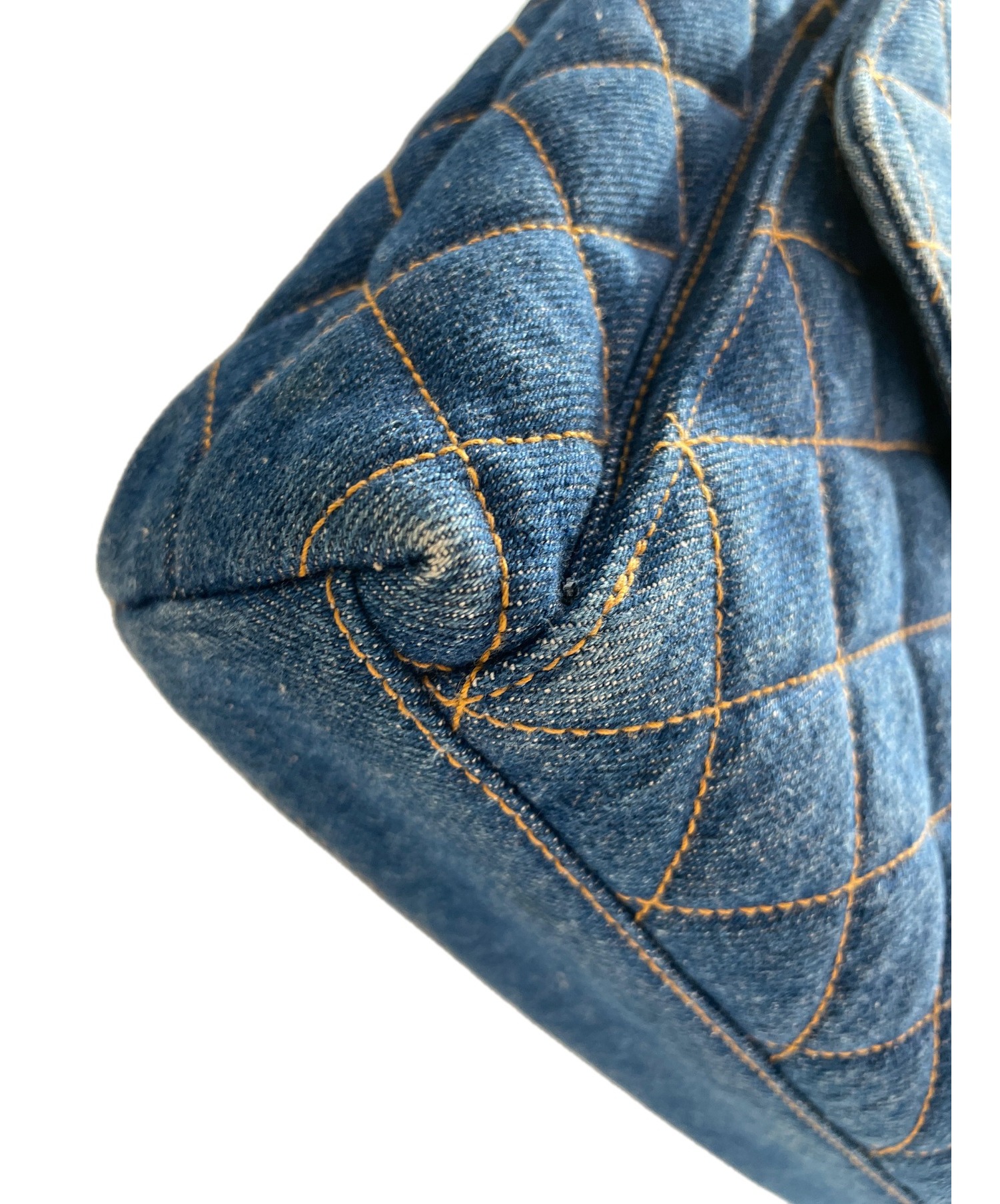 CHANEL ショルダーバッグ ネイビー デニム 中古・古着通販】CHANEL (シャネル) デニムチェーンショルダーバッグ