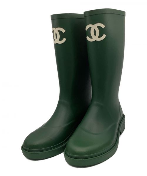 CHANEL シャネル　レインブーツ　24 24.5 38 モスグリーン CHANEL シャネル レインブーツ 24 24.5 38 モスグリーン