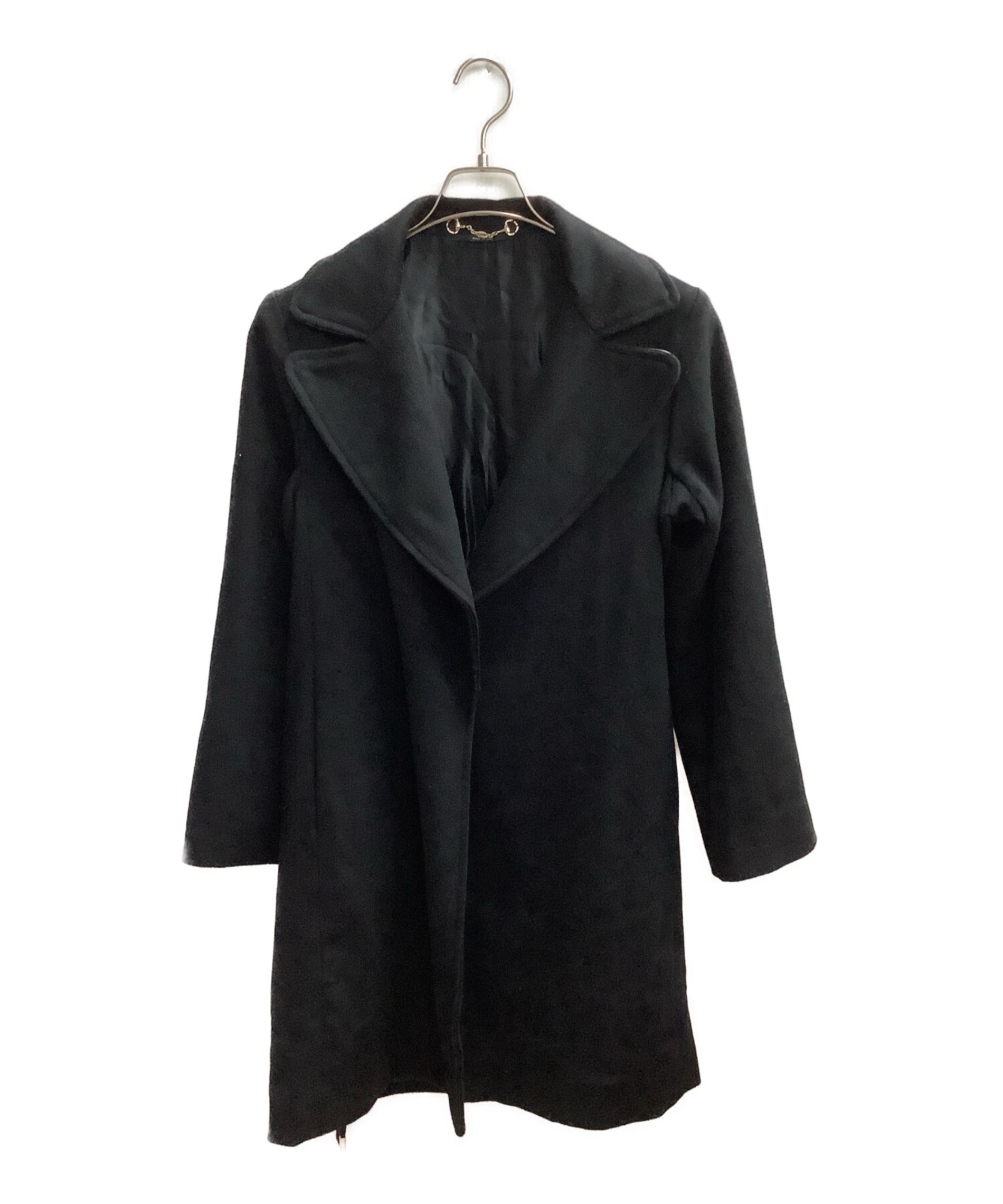 ★グッチGUCCI ブラックコート★ 中古・古着通販】GUCCI (グッチ) ベルテッドコート ブラック サイズ:36