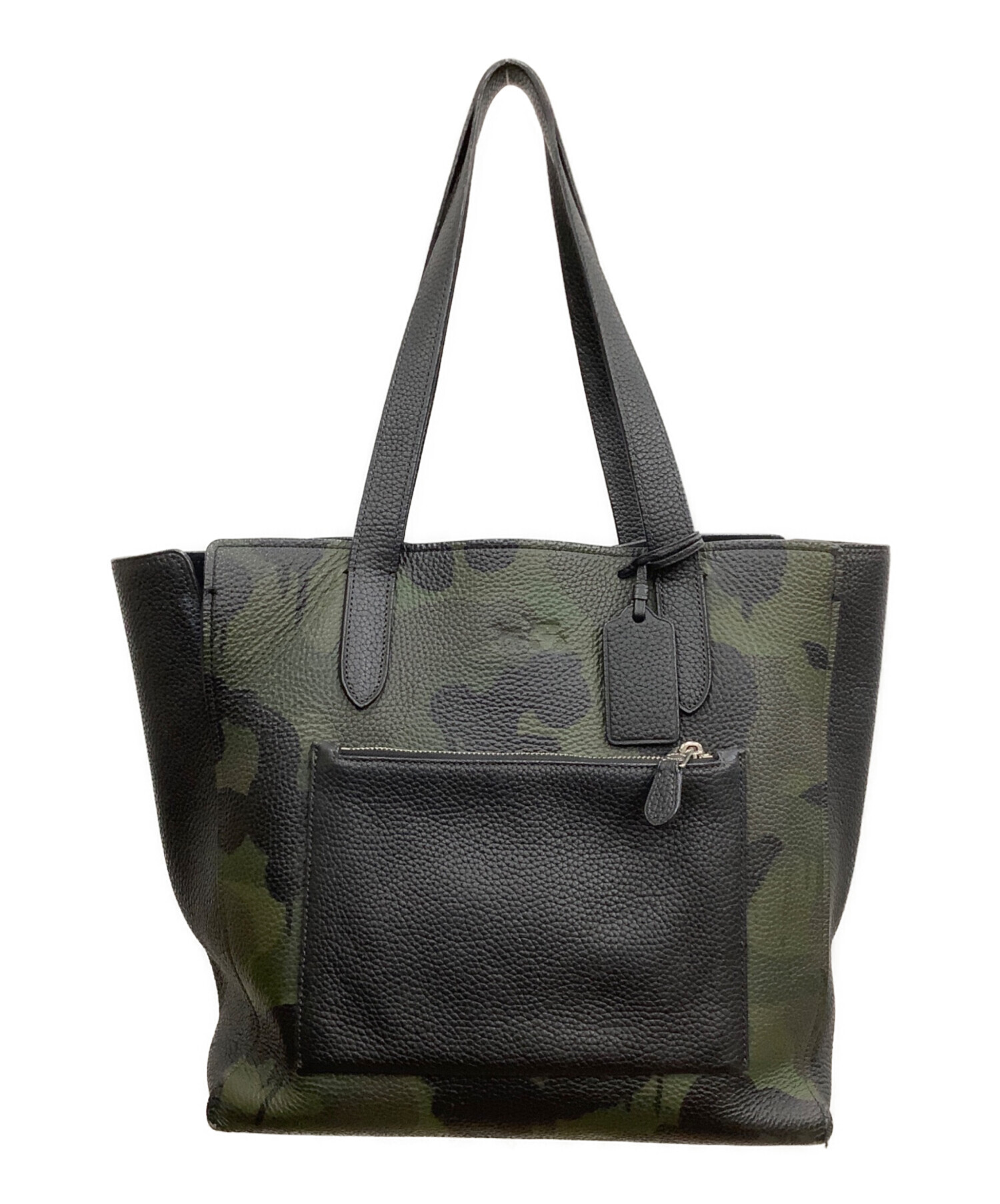 中古・古着通販】COACH (コーチ) トートバッグ ブラック×グリーン 