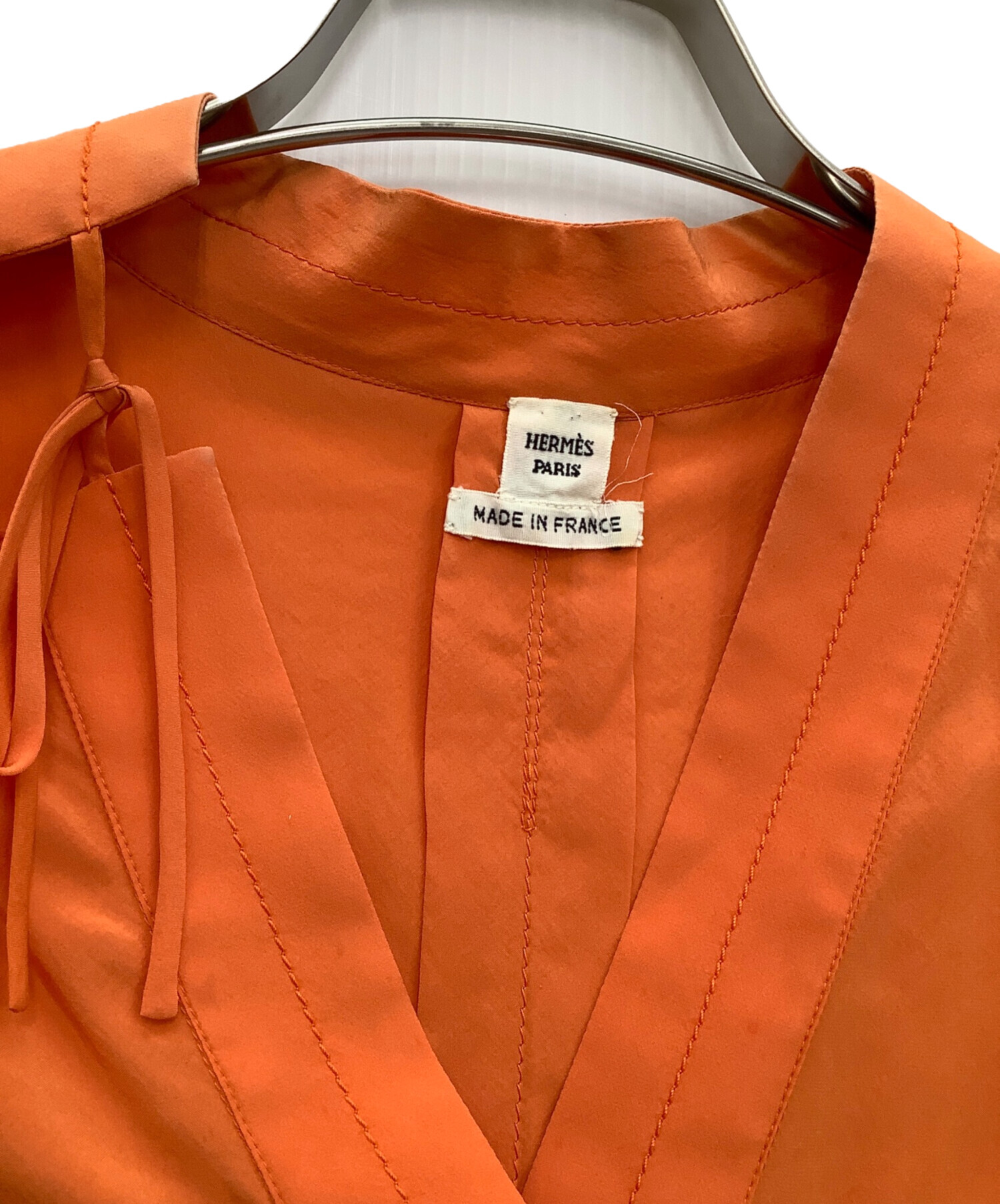 中古・古着通販】HERMES (エルメス) ノースリーブブラウス オレンジ