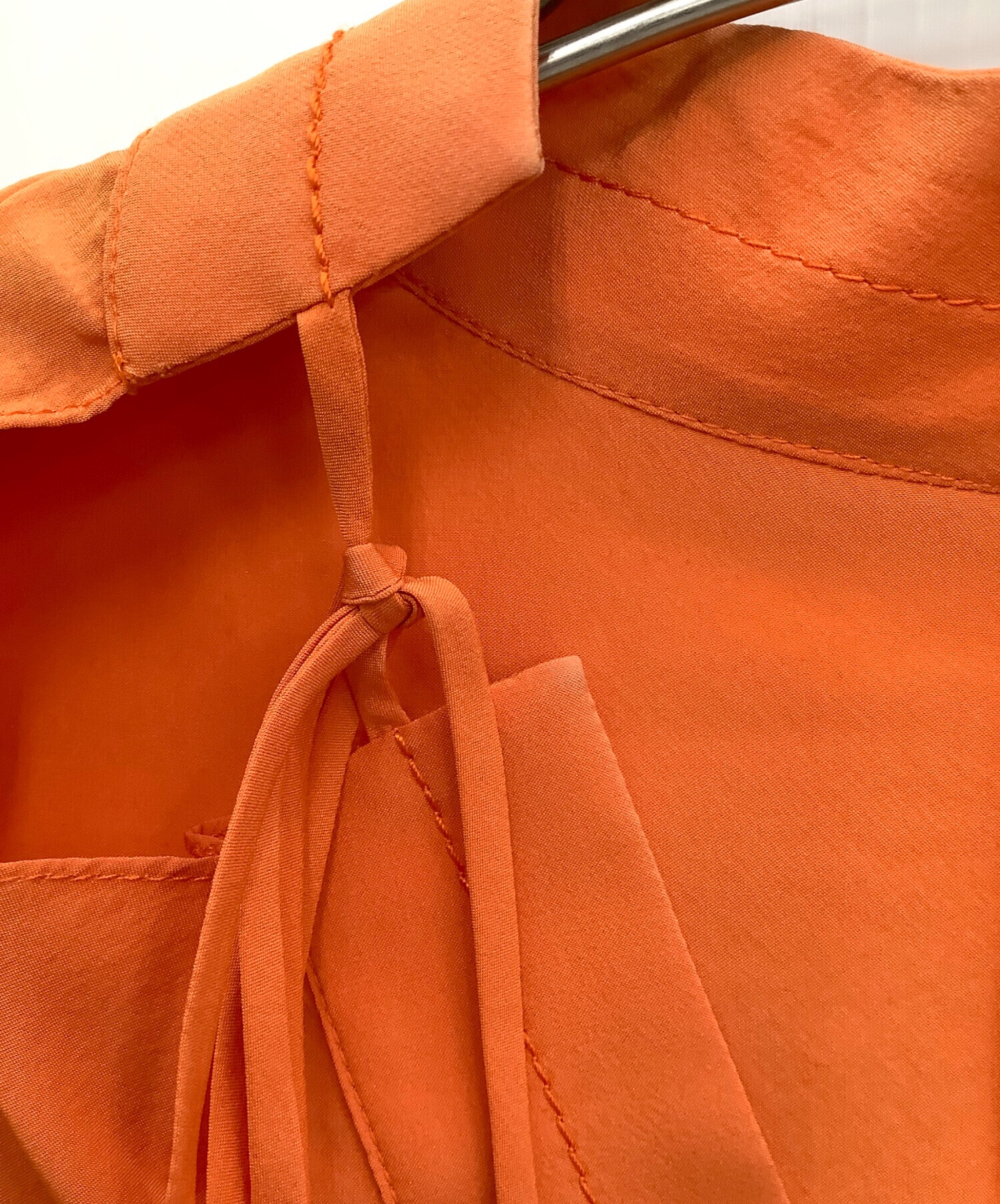 中古・古着通販】HERMES (エルメス) ノースリーブブラウス オレンジ