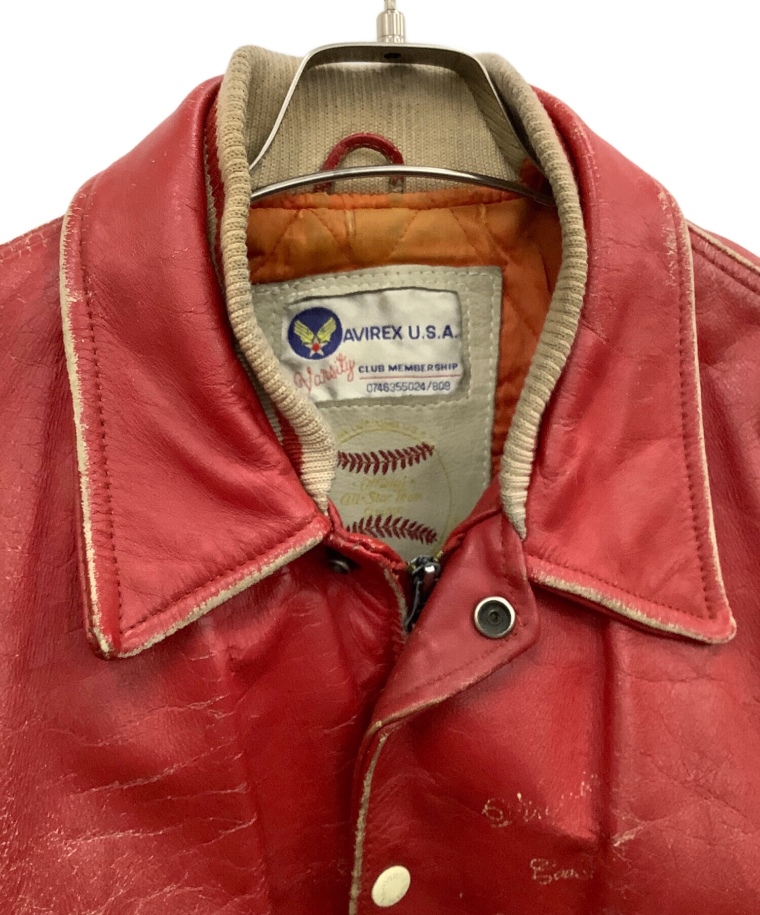 AVIREX オールレザー スタジャン レッド XS 中古・古着通販】AVIREX (アヴィレックス) スタジャン レッド サイズ