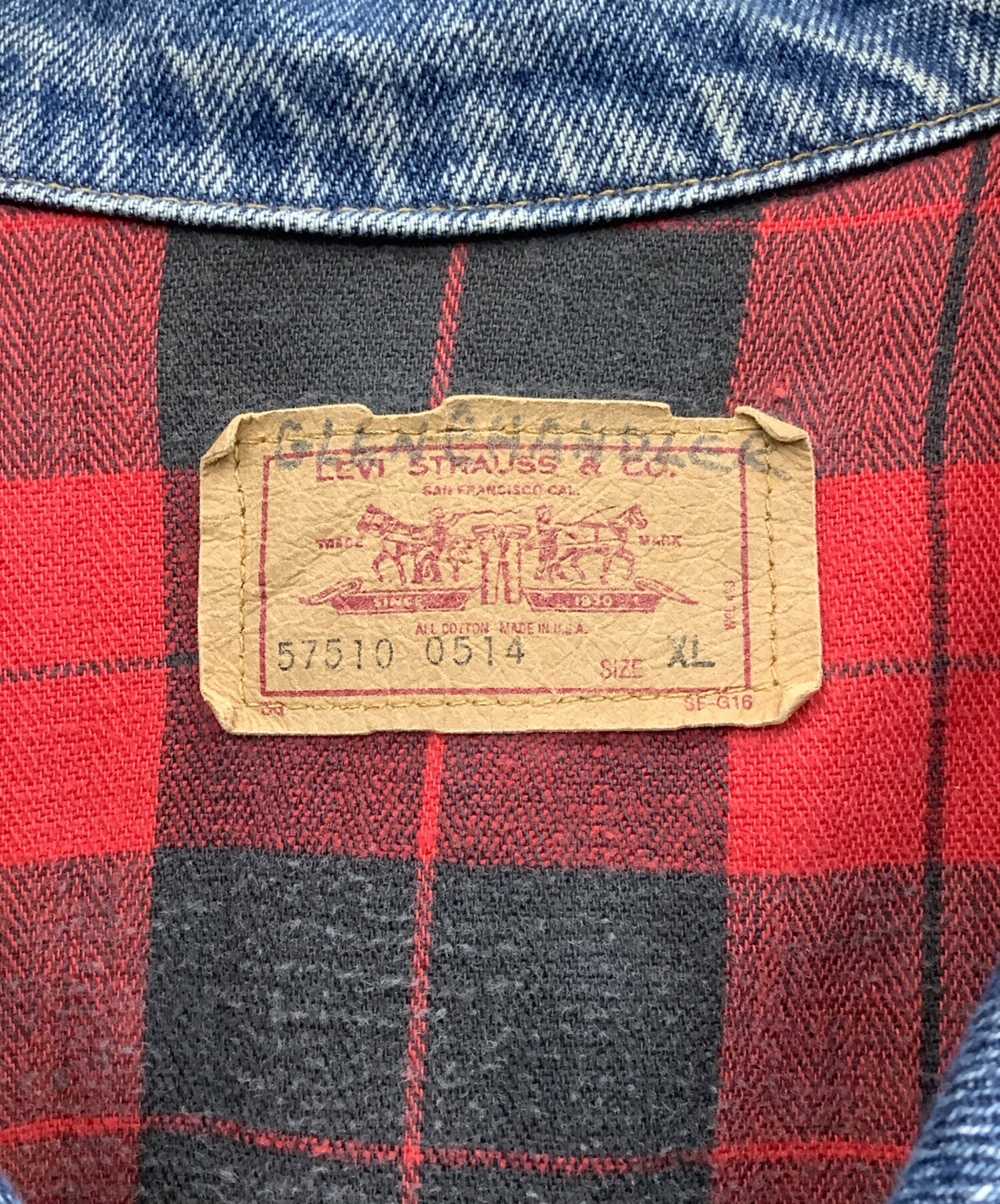 中古・古着通販】LEVI'S (リーバイス) デニムジャケット ブルー×レッド