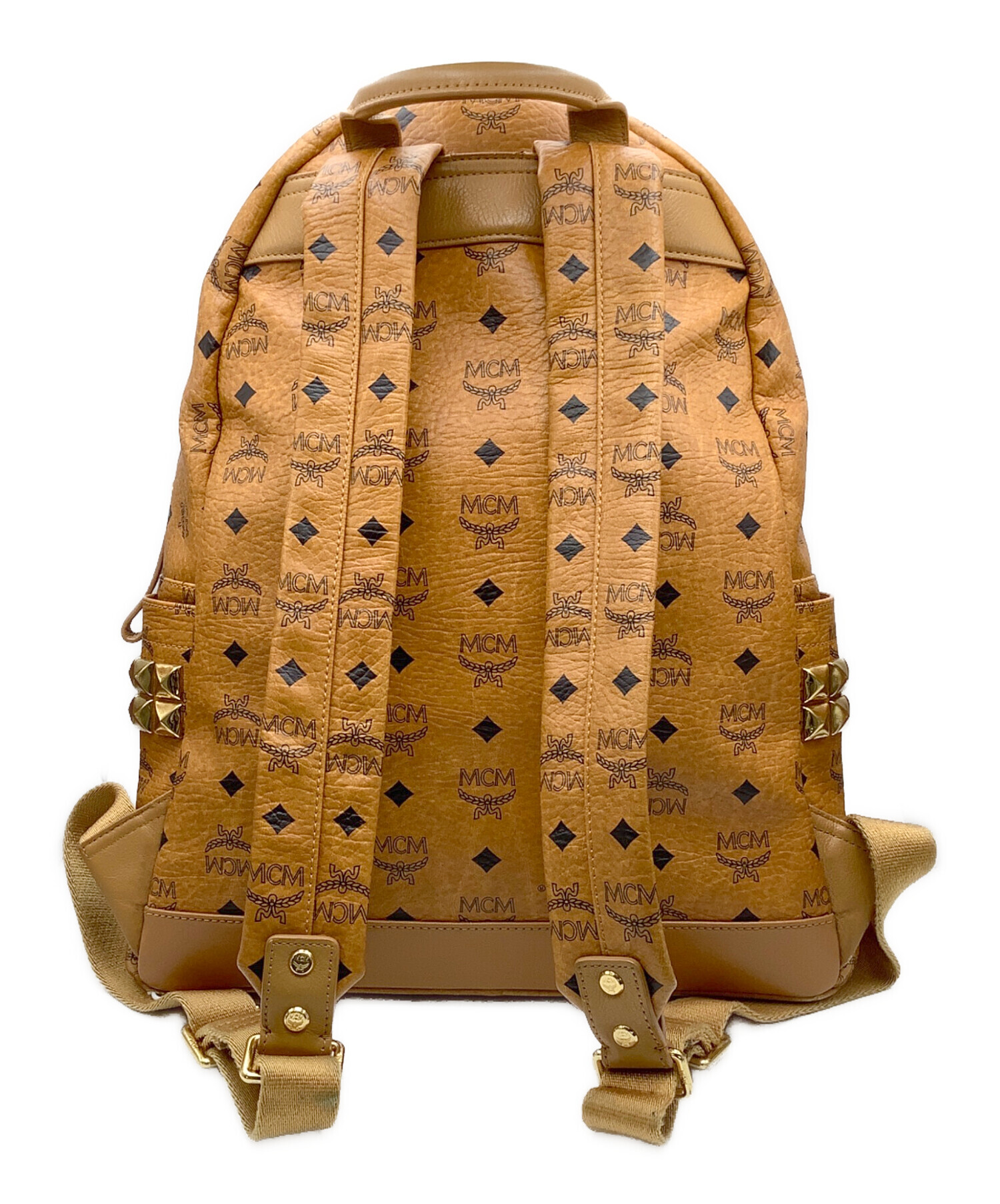 中古・古着通販】MCM (エムシーエム) スタッズリュック ブラウン 中古・古着通販】MCM (エムシーエム) スタッズリュック ブラウン