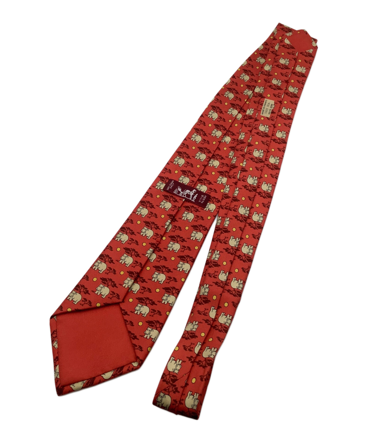 エルメス ネクタイ シルクジャガード 赤 中古・古着通販】HERMES (エルメス) シルクネクタイ レッド サイズ