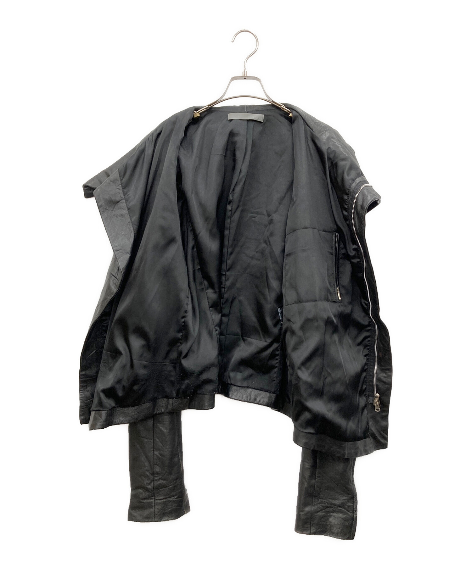 EKAM ラムレザージャケット 中古・古着通販】EKAM (エカム) ラムレザージャケット ブラック サイズ