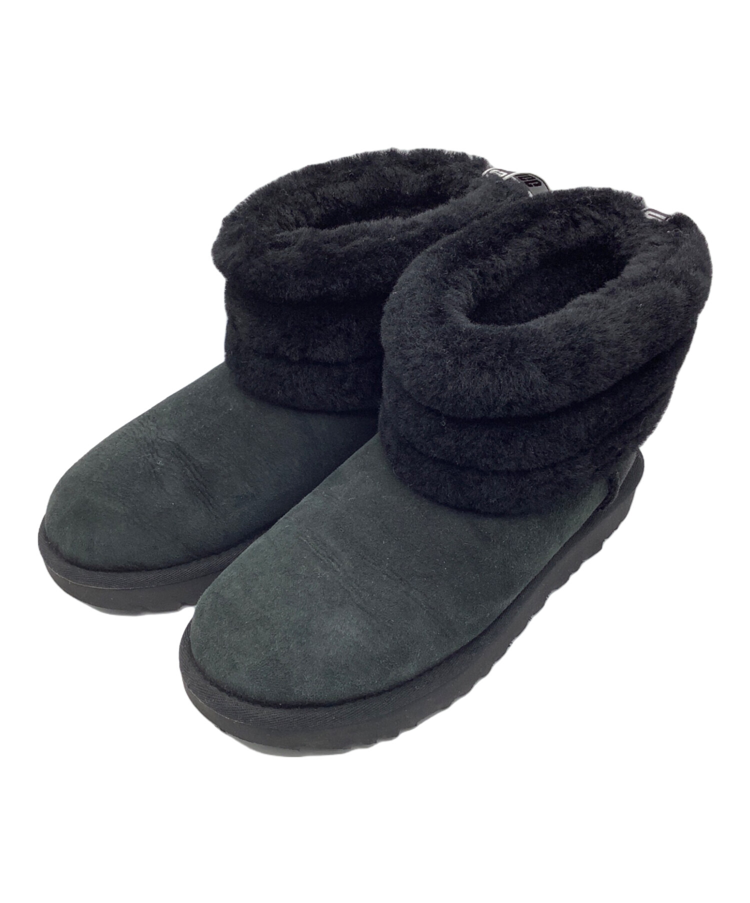 ジュンなな　UGG ブラック ムートンブーツ アグ UGG ☆ファートリムムートンブーツ （ブラック） -waja