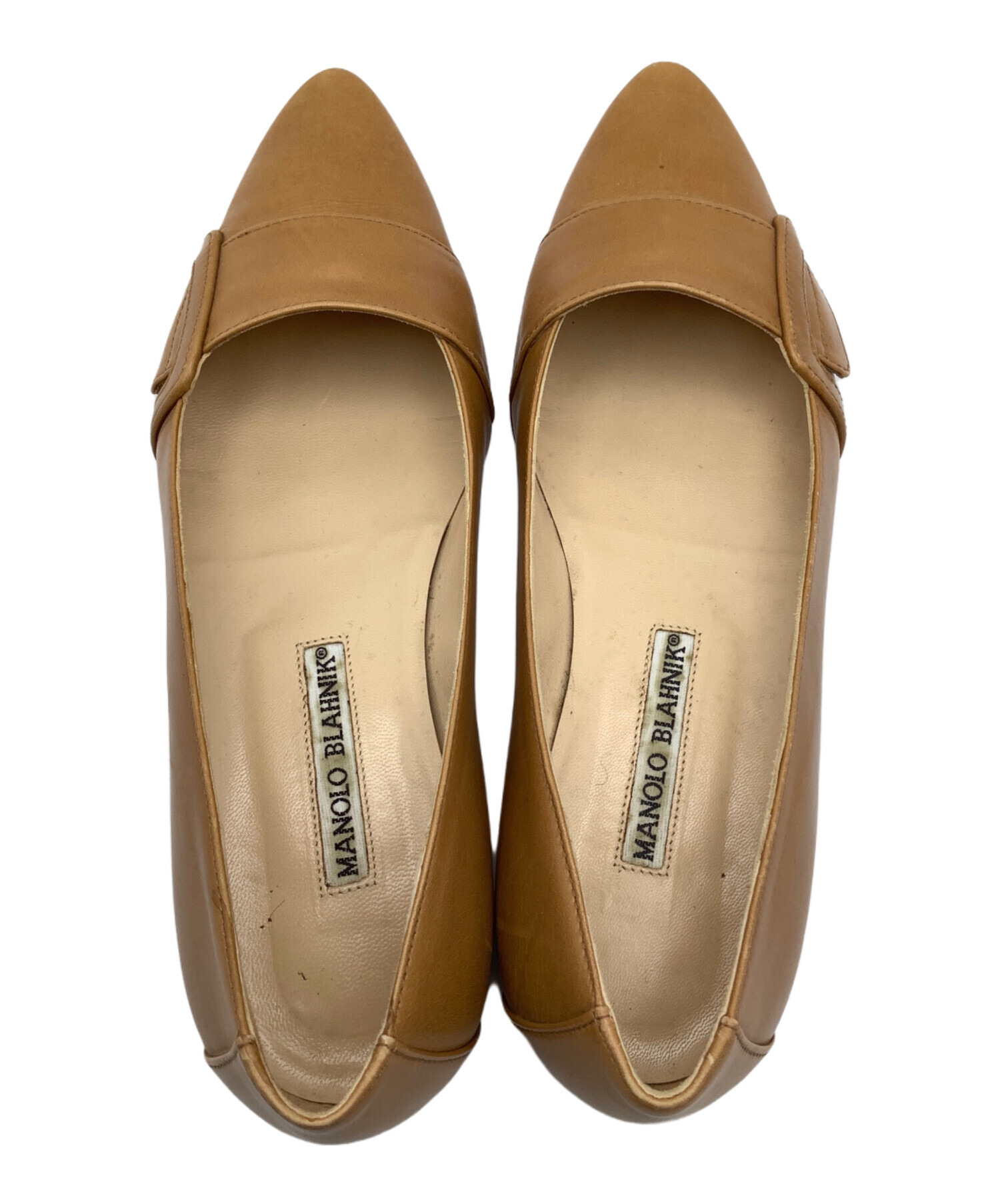マノロブラニク　ブラウンレザー　ヒール　サイズ表記「35 1/2」23センチ程度 中古・古着通販】Manolo Blahnik (マノロブラニク) フラット