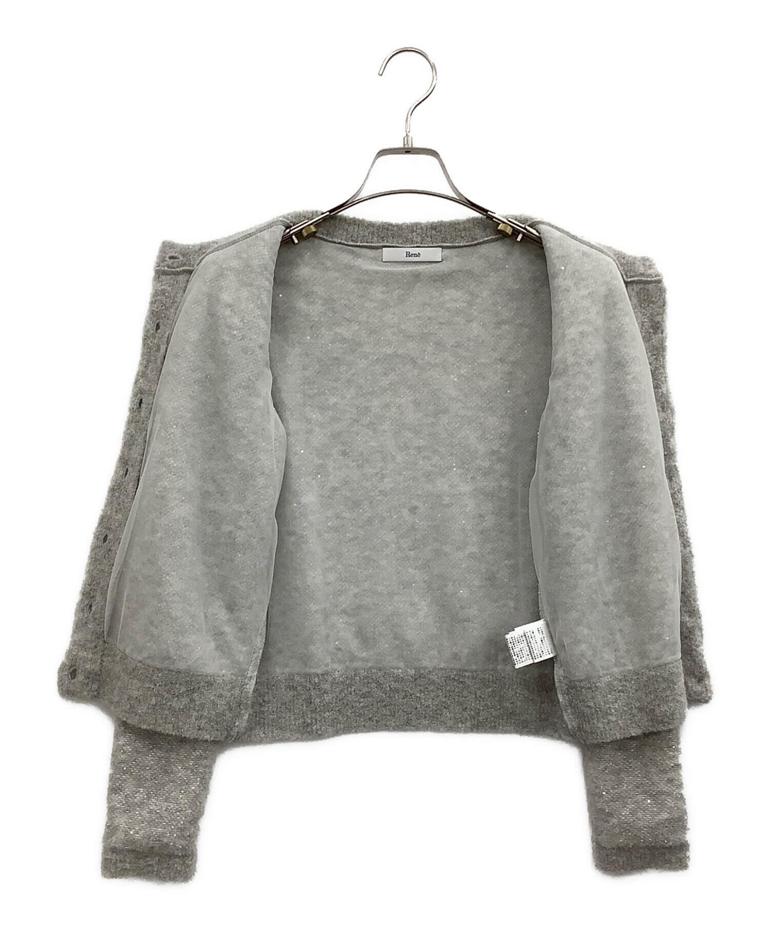 新品【René ルネ】定価38,000ピークス素材カーディガン36 新品タグ付き【René ルネ】定価60,ピークス 素材カーディガン36