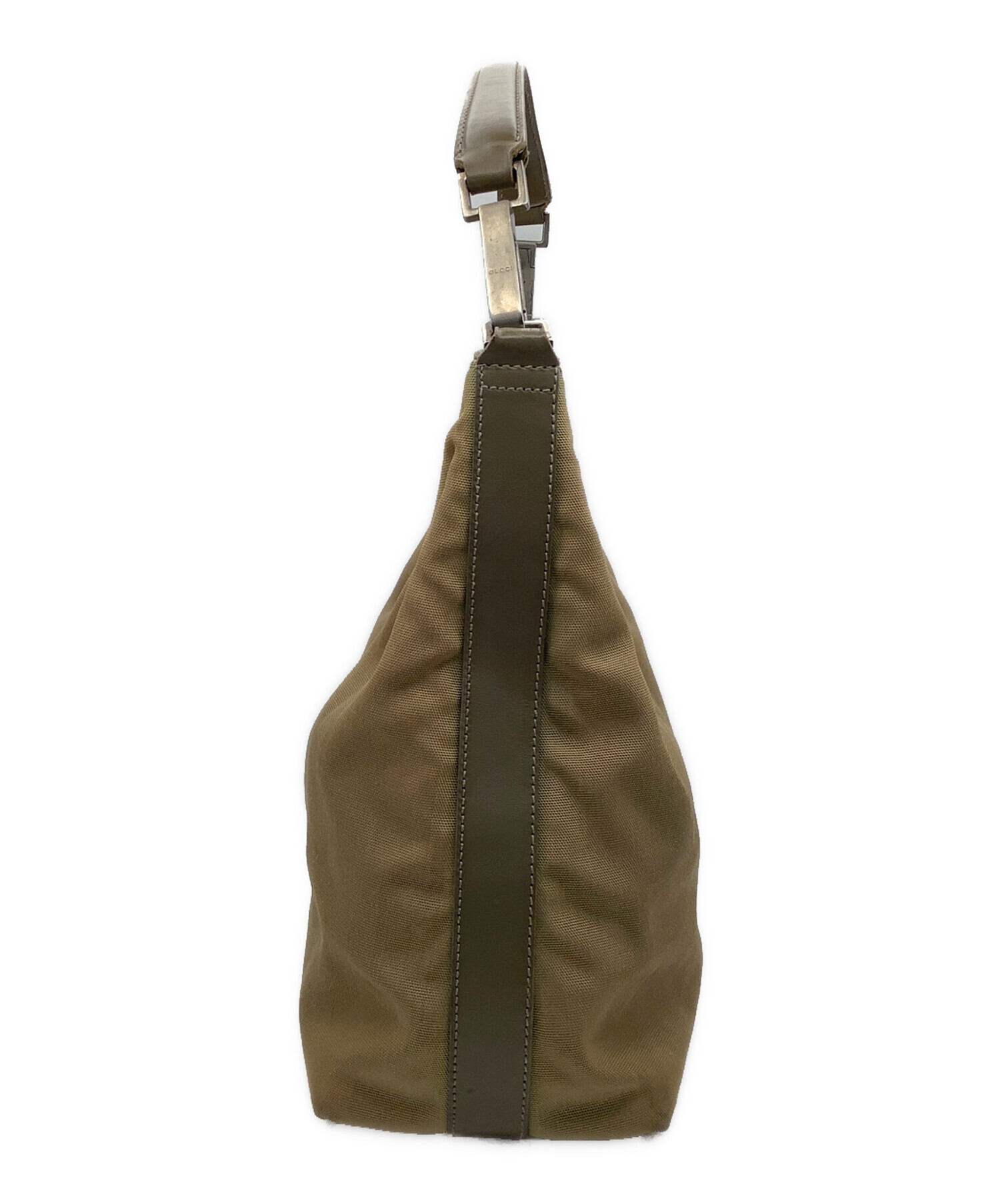 【美品】GUCCI グッチ レザー×ナイロン ワンショルダーバッグ カーキ 中古・古着通販】GUCCI (グッチ) ワンショルダーバッグ カーキ サイズ