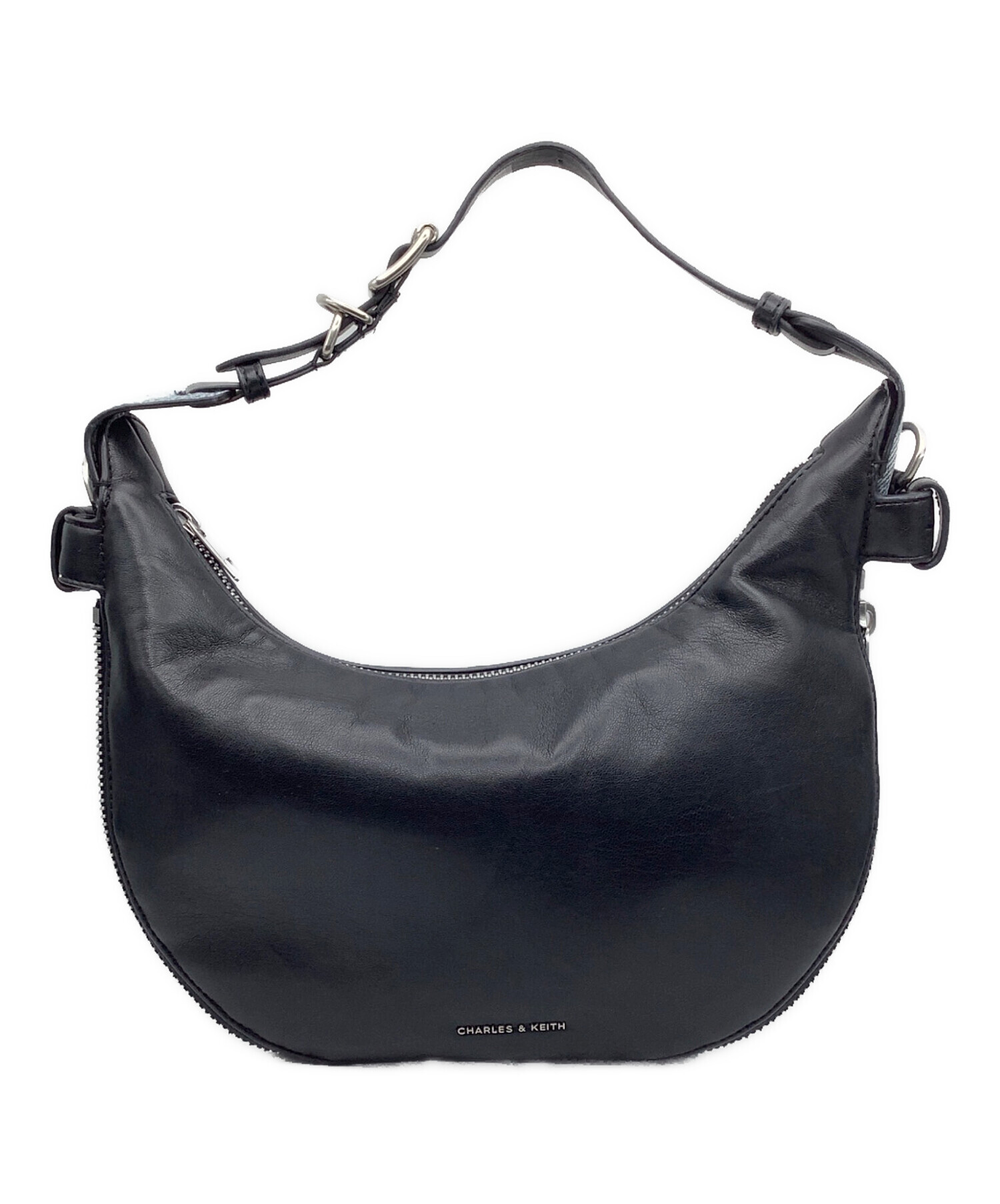 美品♡チャールズアンドキース 黒 チェーン ホーボーバッグ ポーチ付き 中古・古着通販】CHARLES & KEITH (チャールズアンドキース) サスキア