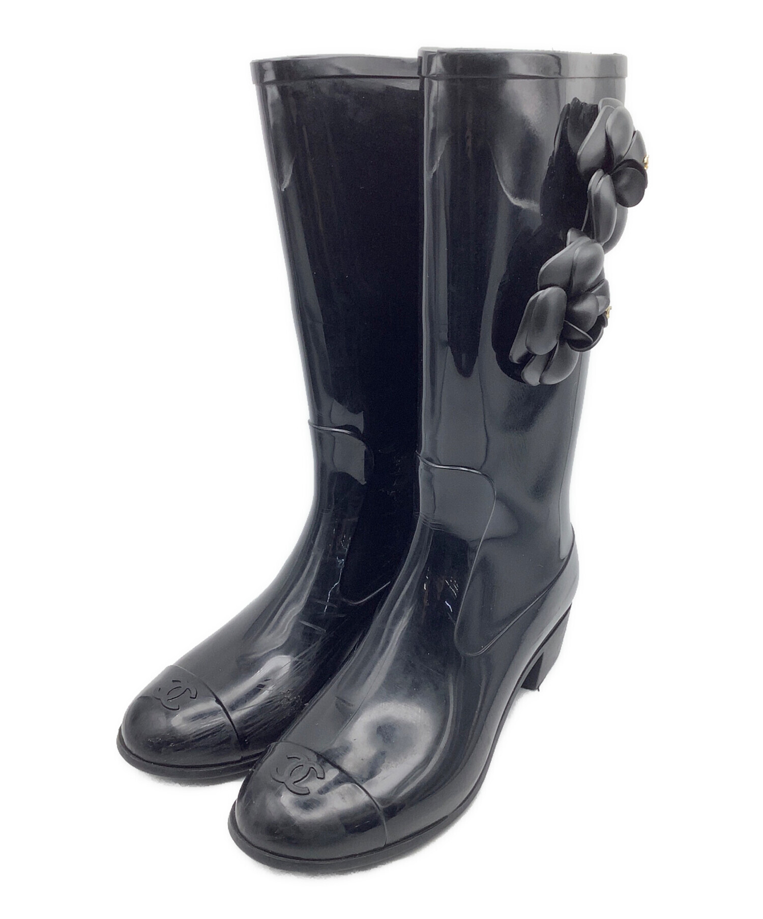 中古・古着通販】CHANEL (シャネル) レインブーツ ブラック サイズ:37 