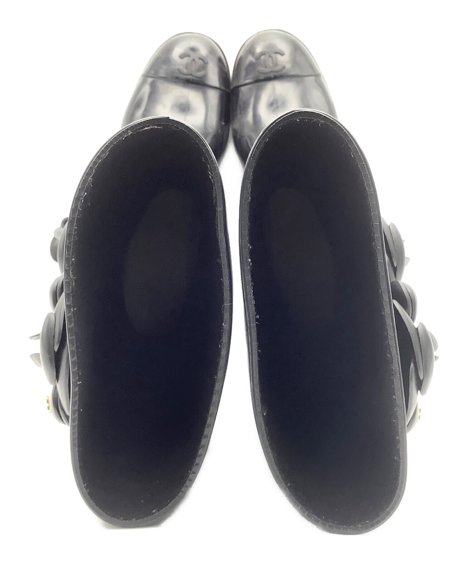 seii512様　CHANEL ブラック レインブーツ　37 中古・古着通販】CHANEL (シャネル) レインブーツ ブラック サイズ:37