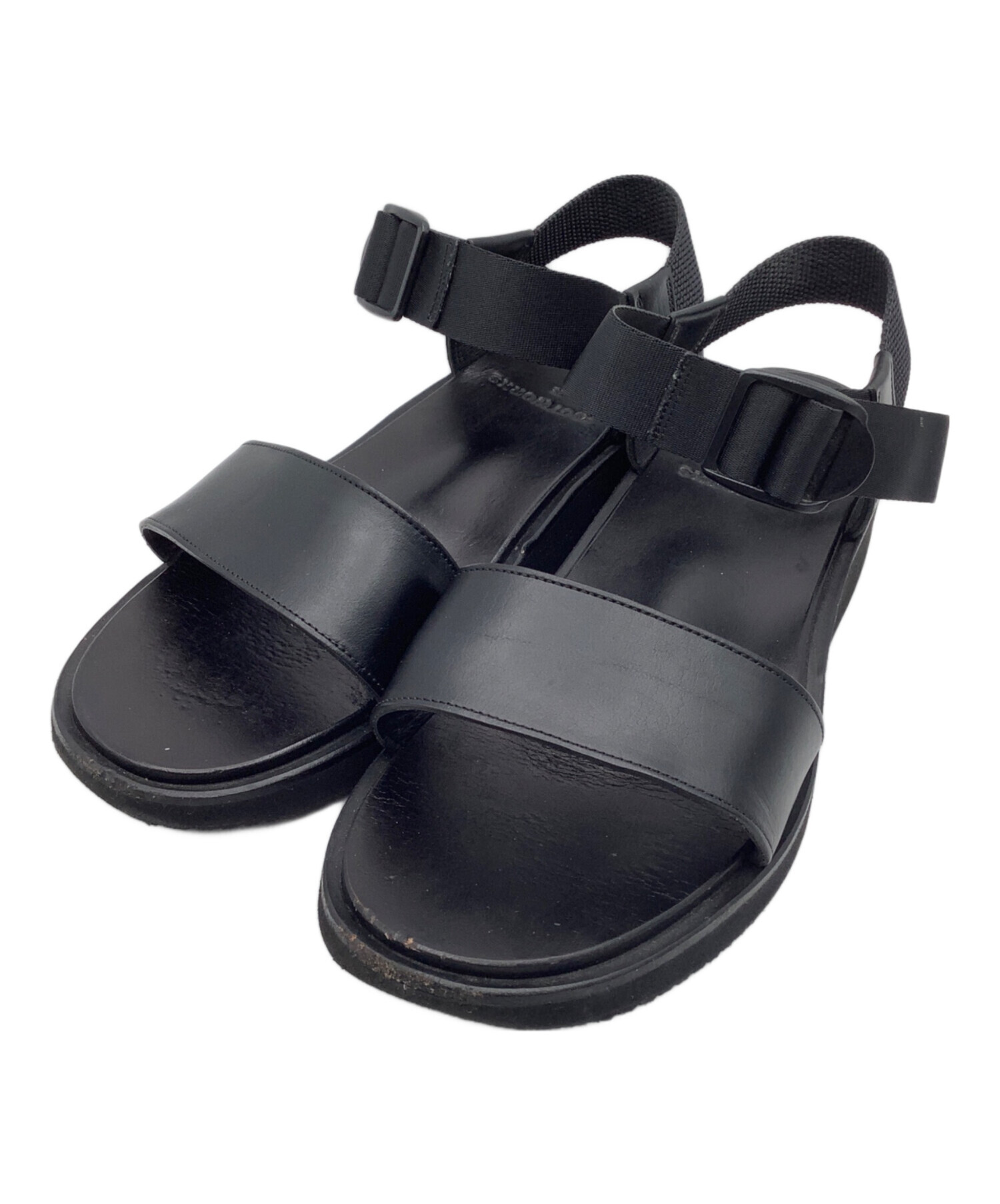 FOOTWORKS サンダル　ブラック　25cm 中古・古着通販】FOOTWORKS (フットワークス) レザーサンダル ブラック