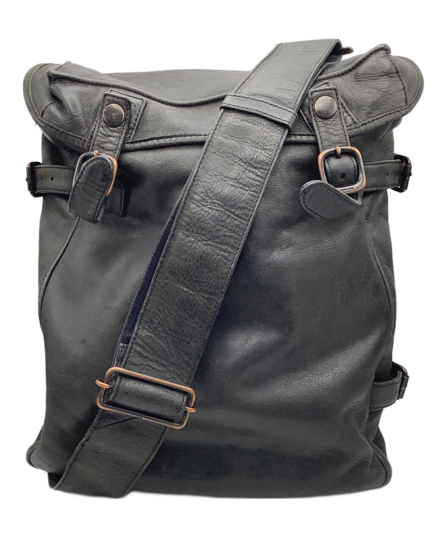 レア 廃盤品 PORTER ポーター レザーリュック バックパック 中古・古着通販】PORTER (ポーター) レザーリュック ブラック サイズ