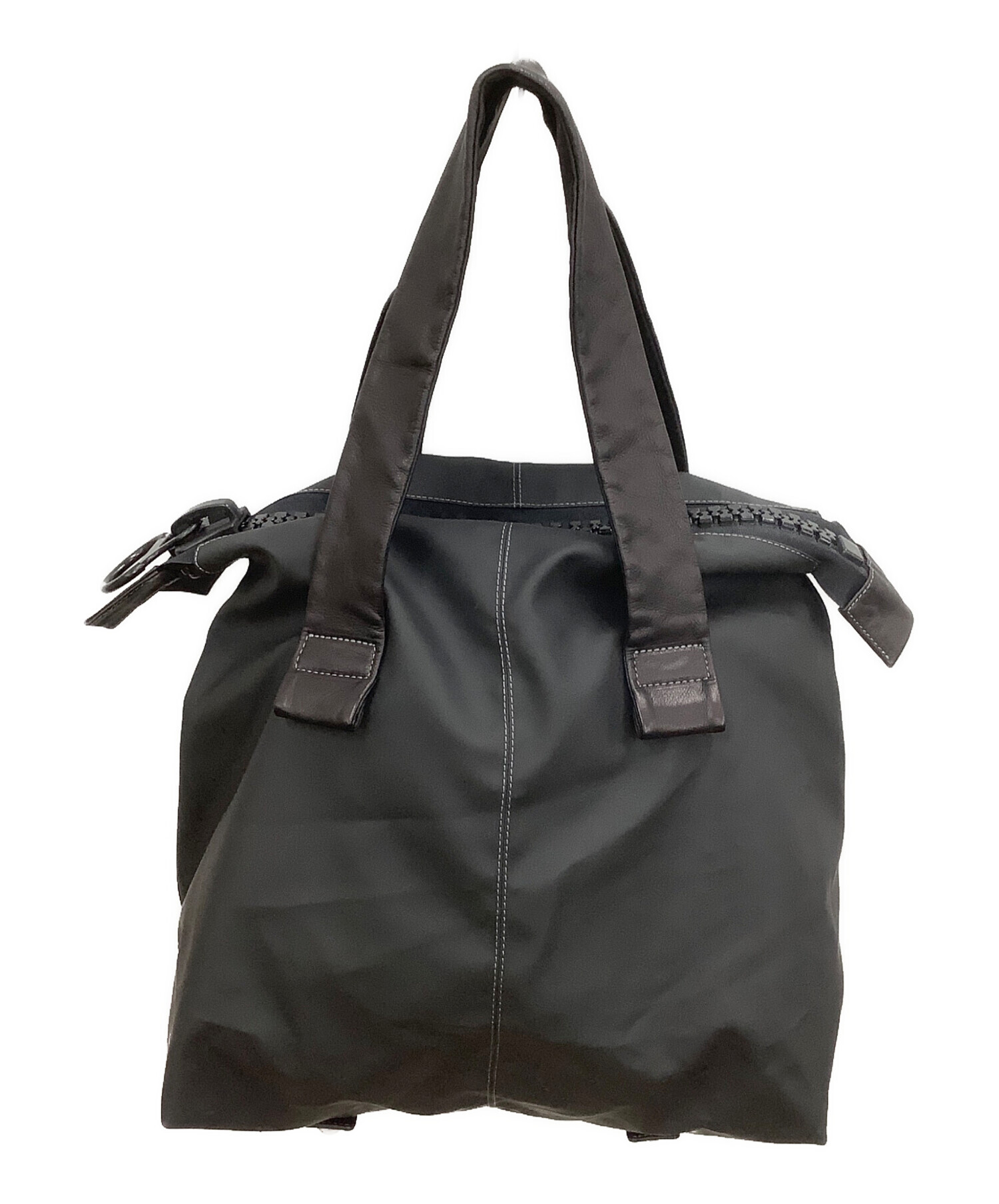 Kawa Kawa ブラック フリル レザー トートバッグ レザーフリルトート