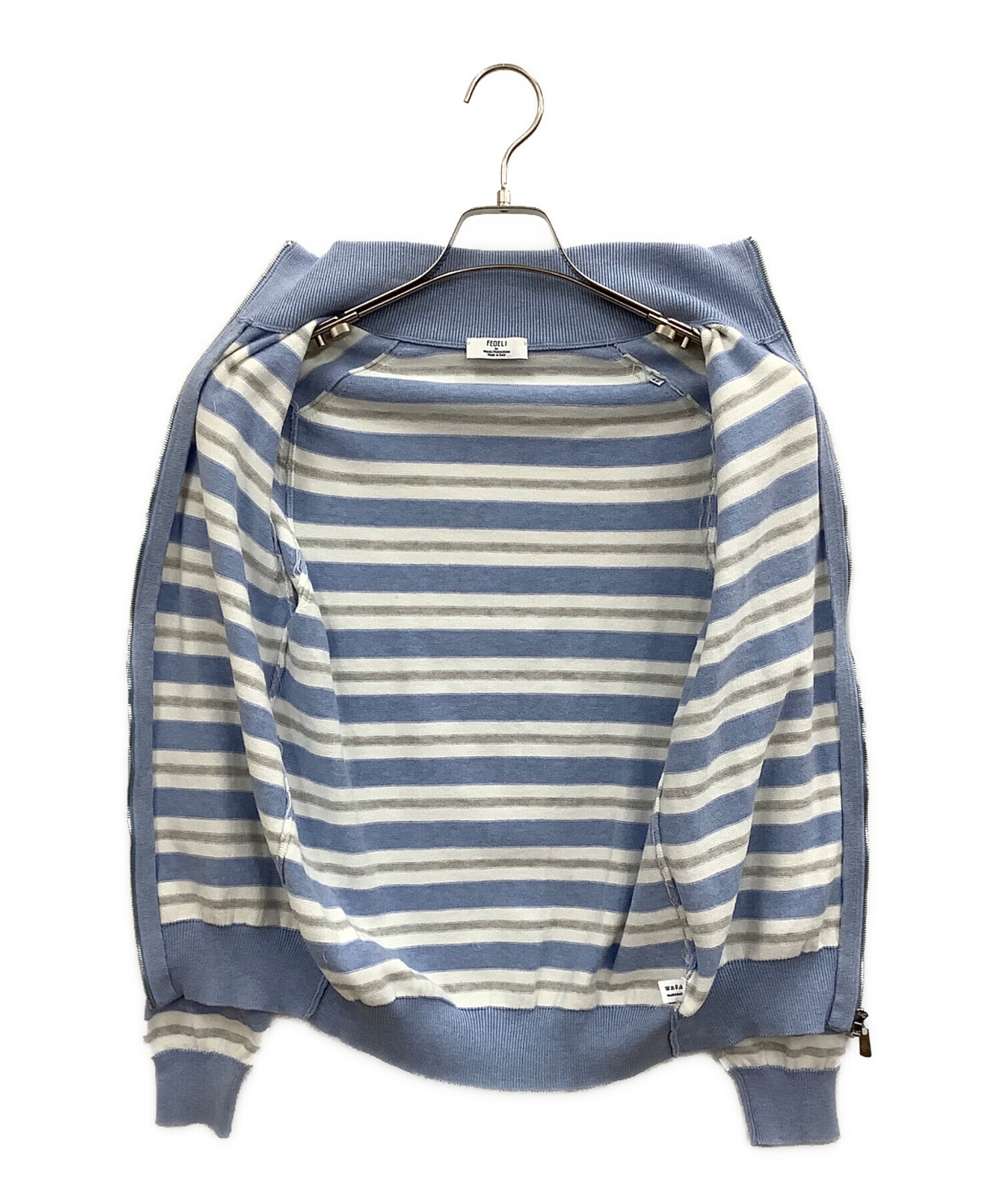 中古・古着通販】FEDELI (フェデーリ) 薄手ニット ブルー×ホワイト