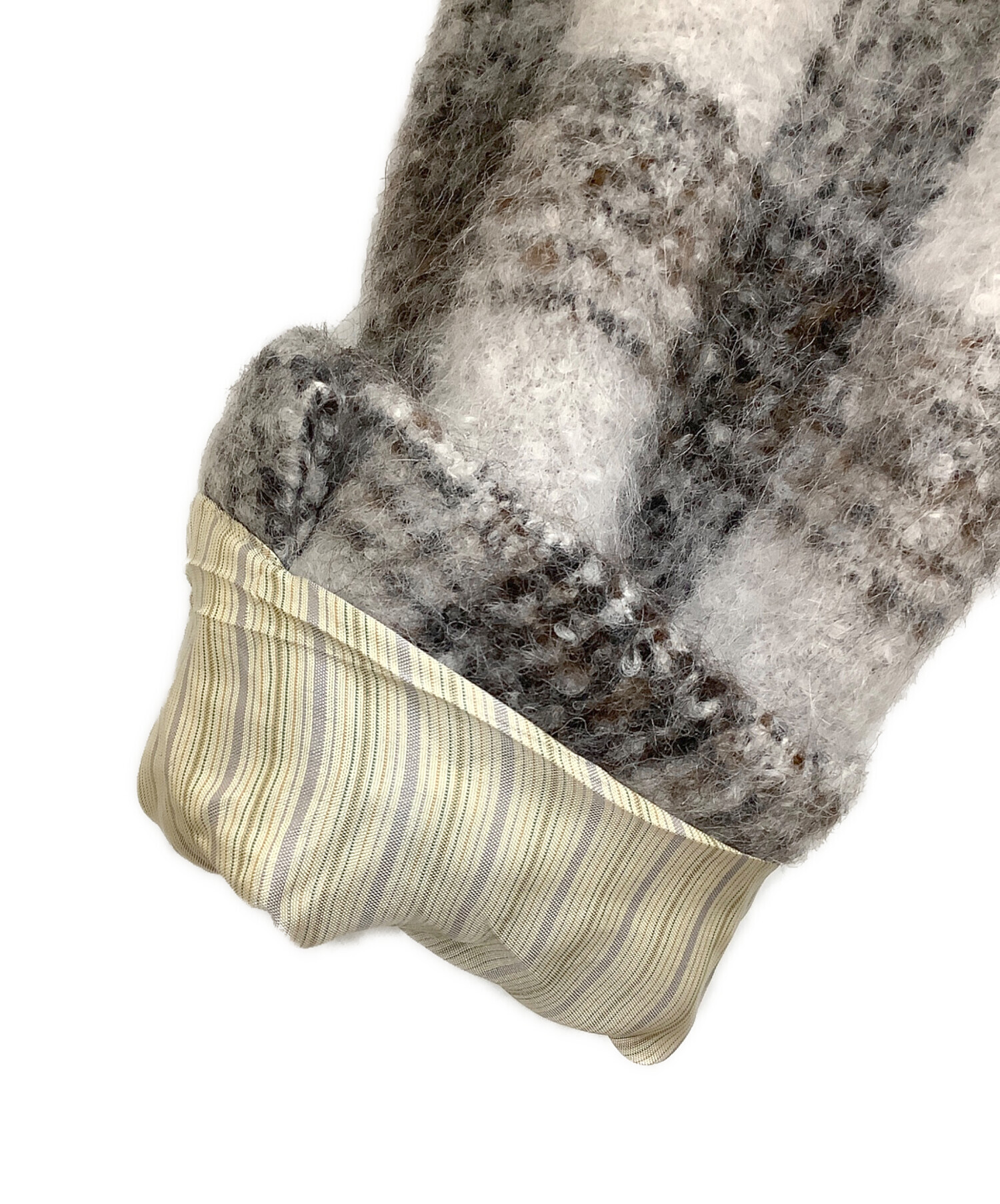 中古・古着通販】ETRO (エトロ) アルパカウールチェックコート グレー