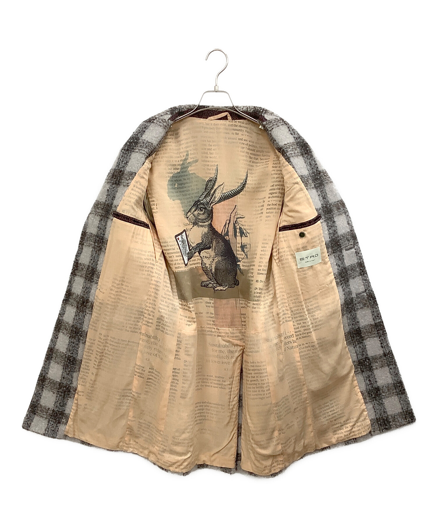 ETRO エトロ 22AW チェック柄 ラシャ ウール混紡 コート ETRO エトロ 22AW チェック柄 ラシャ ウール混紡 コート