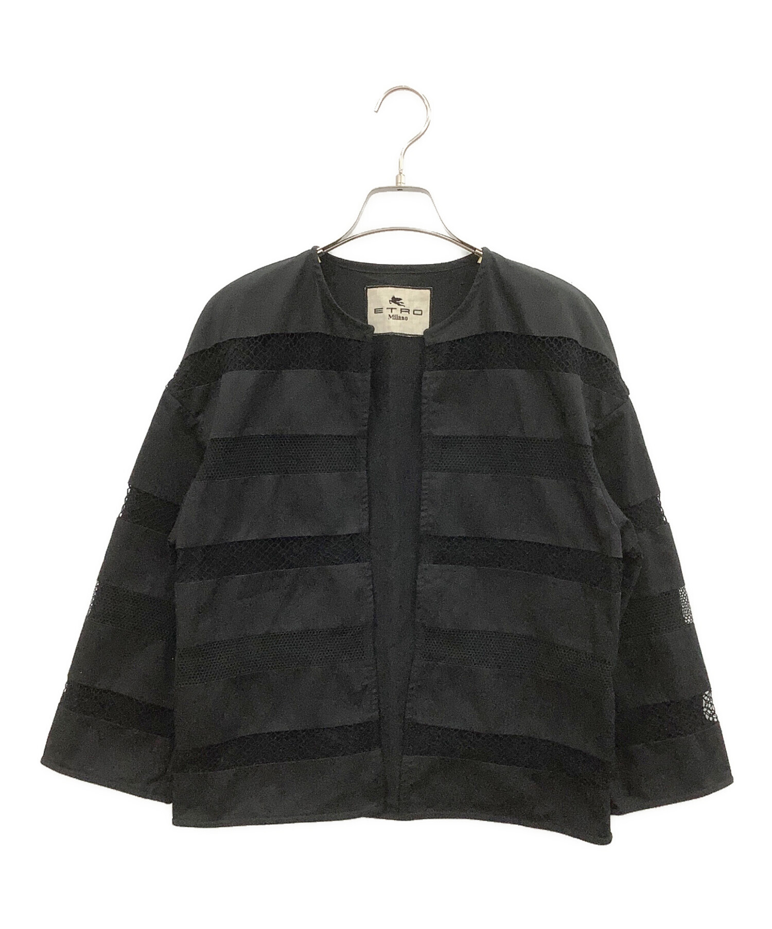 【美品✨】ETRO ノーカラー　ジャケット　40 中古・古着通販】ETRO (エトロ) ノーカラージャケット ブラック サイズ
