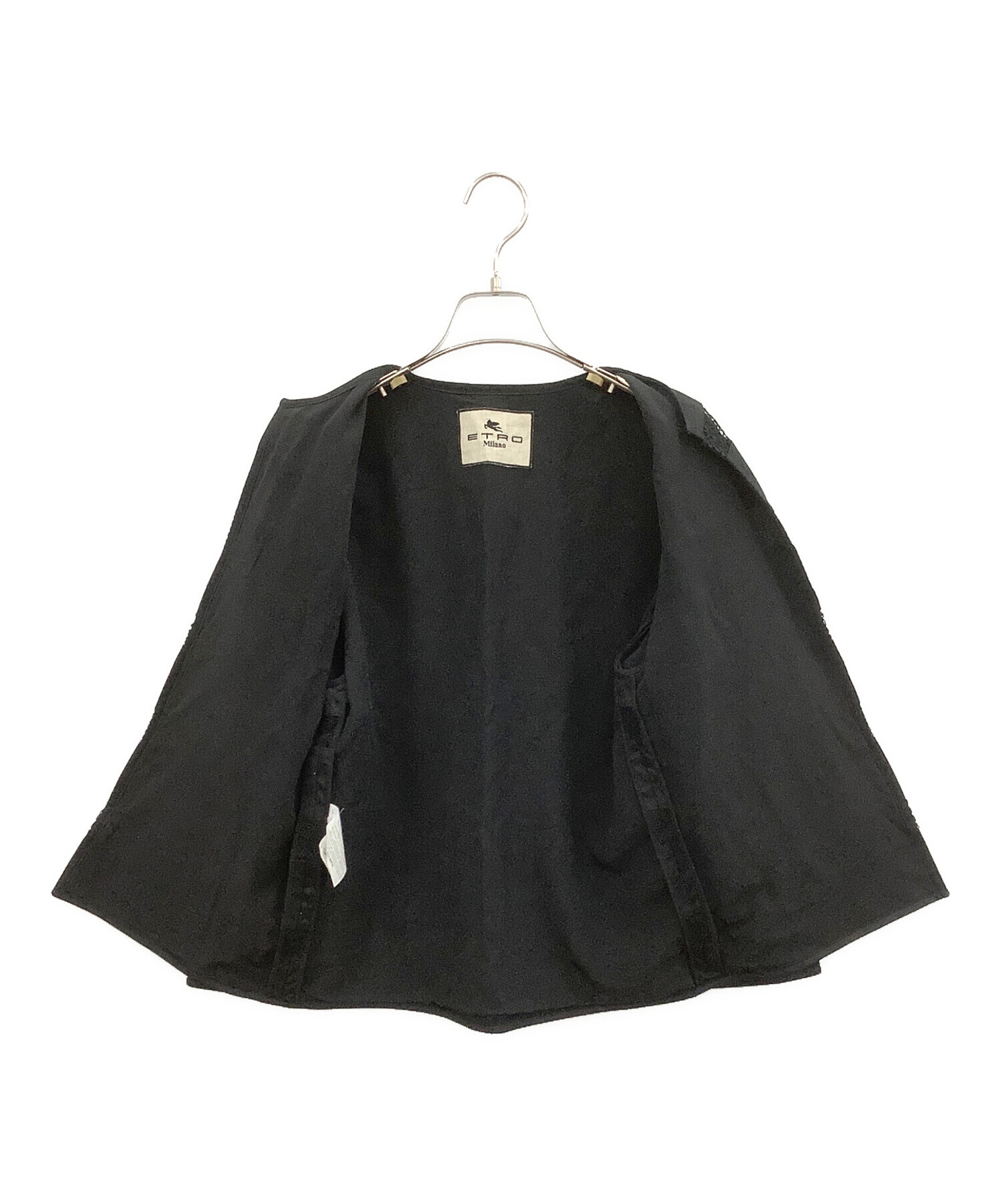 中古・古着通販】ETRO (エトロ) ノーカラージャケット ブラック サイズ