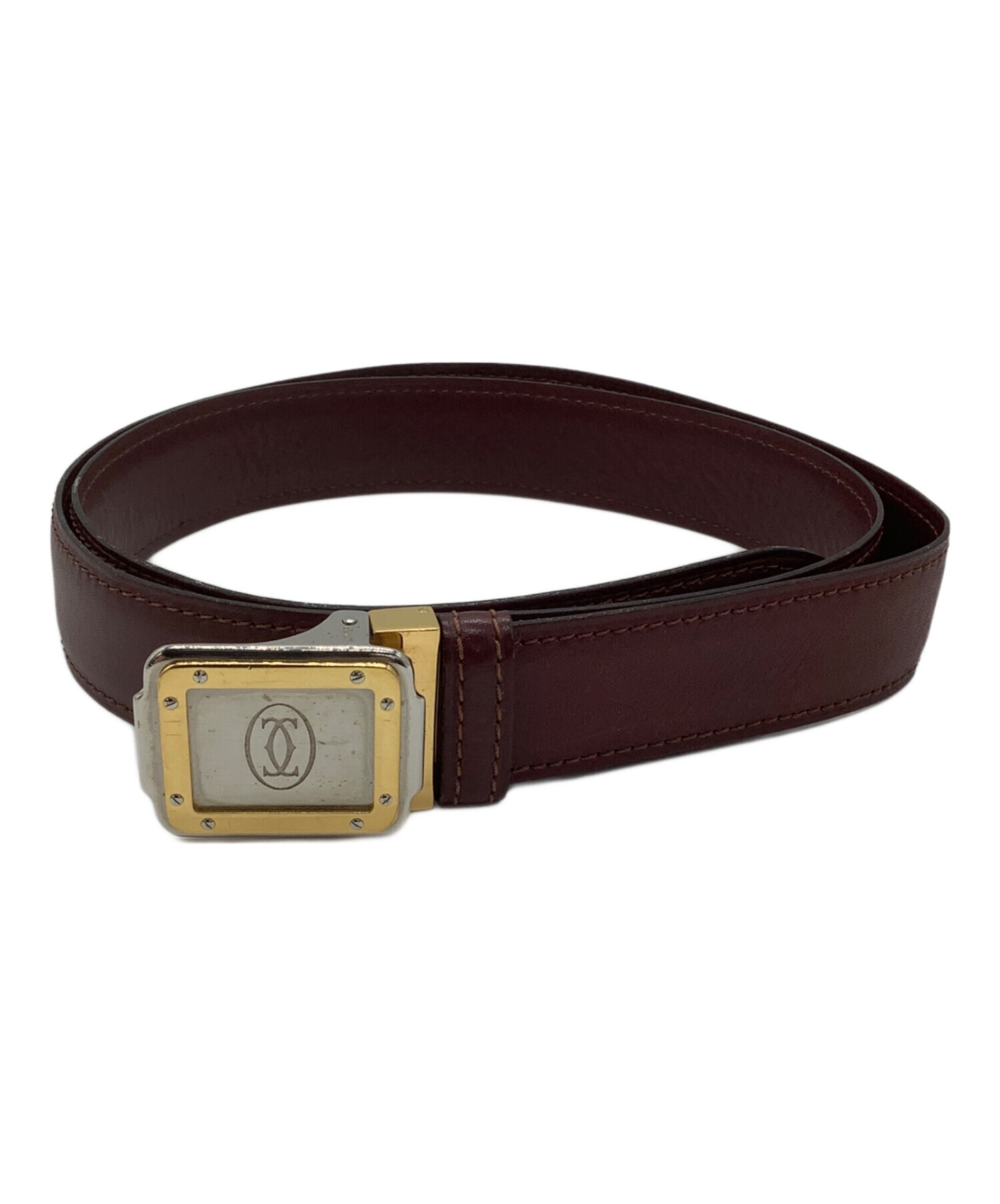中古・古着通販】Cartier (カルティエ) レザーベルト ワインレッド 中古・古着通販】Cartier (カルティエ) レザーベルト ワインレッド