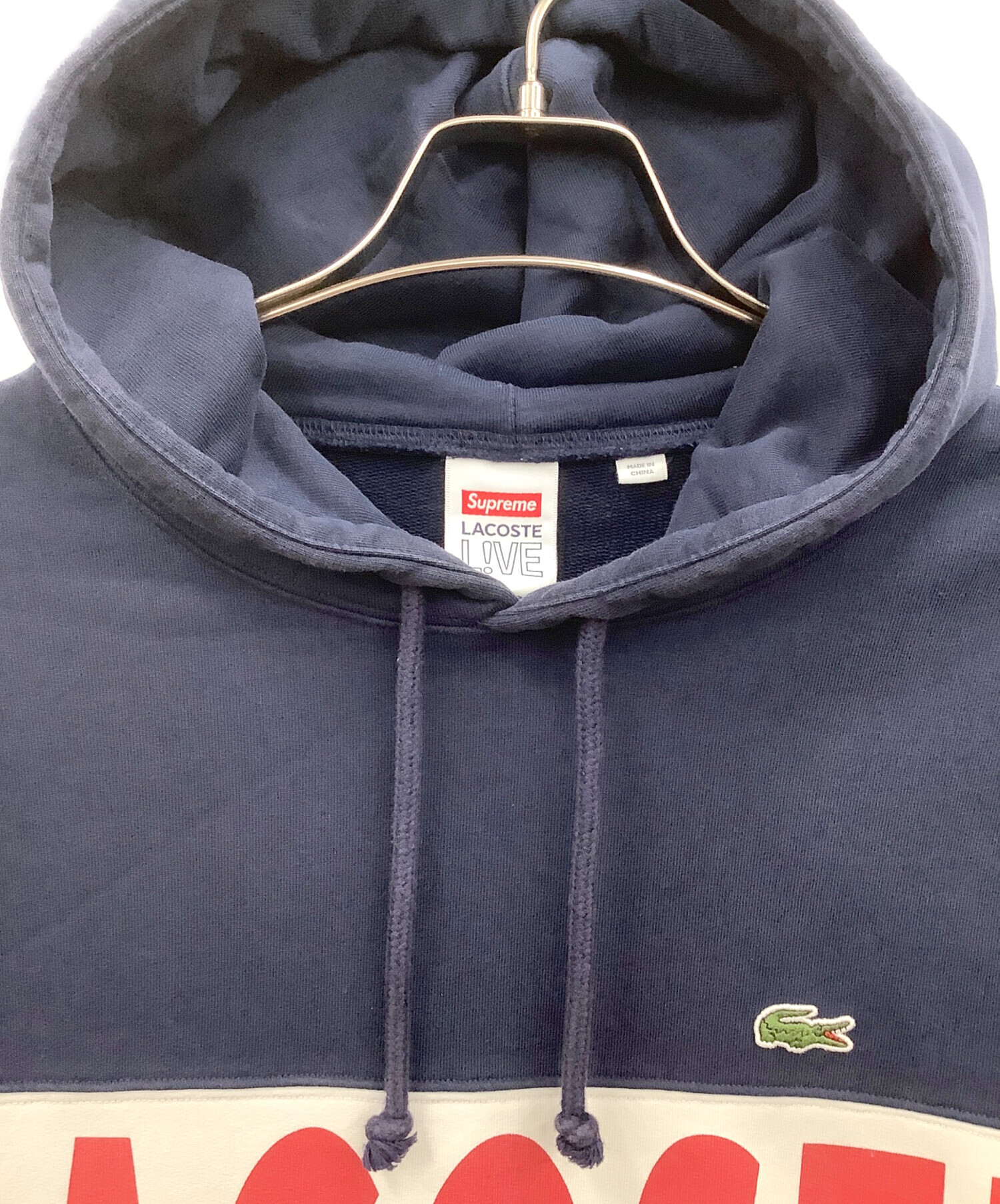 LACOSTE Supreme L!VE パーカー M ネイビー 中古・古着通販】SUPREME (シュプリーム) LACOSTE (ラコステ) プル