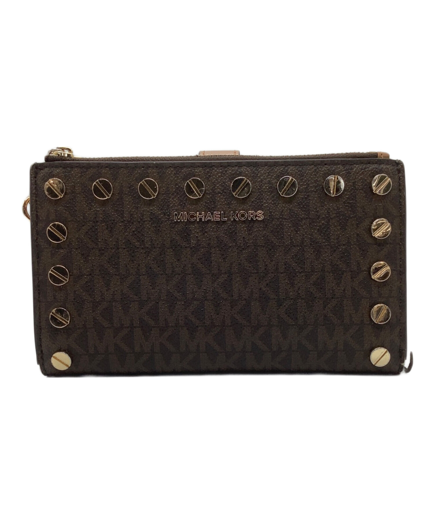 美品『USED』 Michael Kors マイケルコース 二つ折り財布 レザー ブラウン【中古】 中古・古着通販】MICHAEL KORS (マイケル・コース) 2つ折り財布