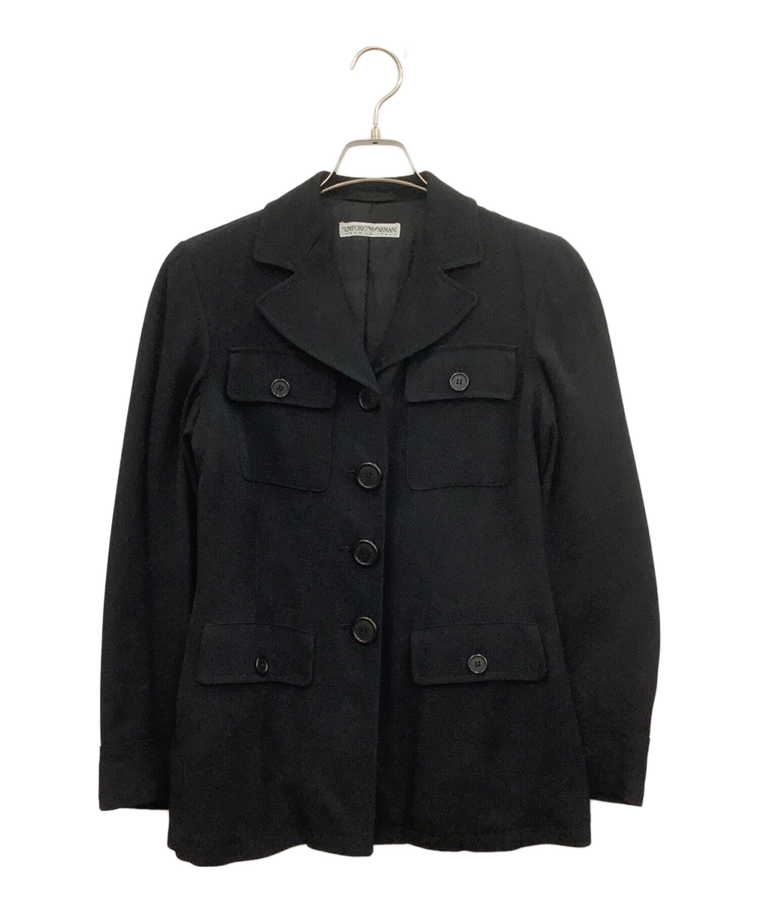 ☆エンポリオアルマーニ☆ ボア生地 ブラック テーラードジャケット 中古・古着通販】EMPORIO ARMANI (エンポリオ アルマーニ) テーラード