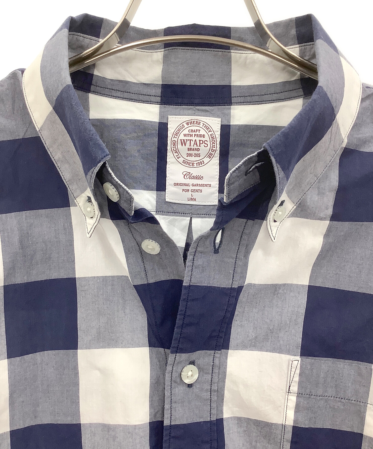 中古・古着通販】WTAPS (ダブルタップス) 長袖シャツ ブルー×ホワイト 中古・古着通販】WTAPS (ダブルタップス) 長袖シャツ ブルー×ホワイト