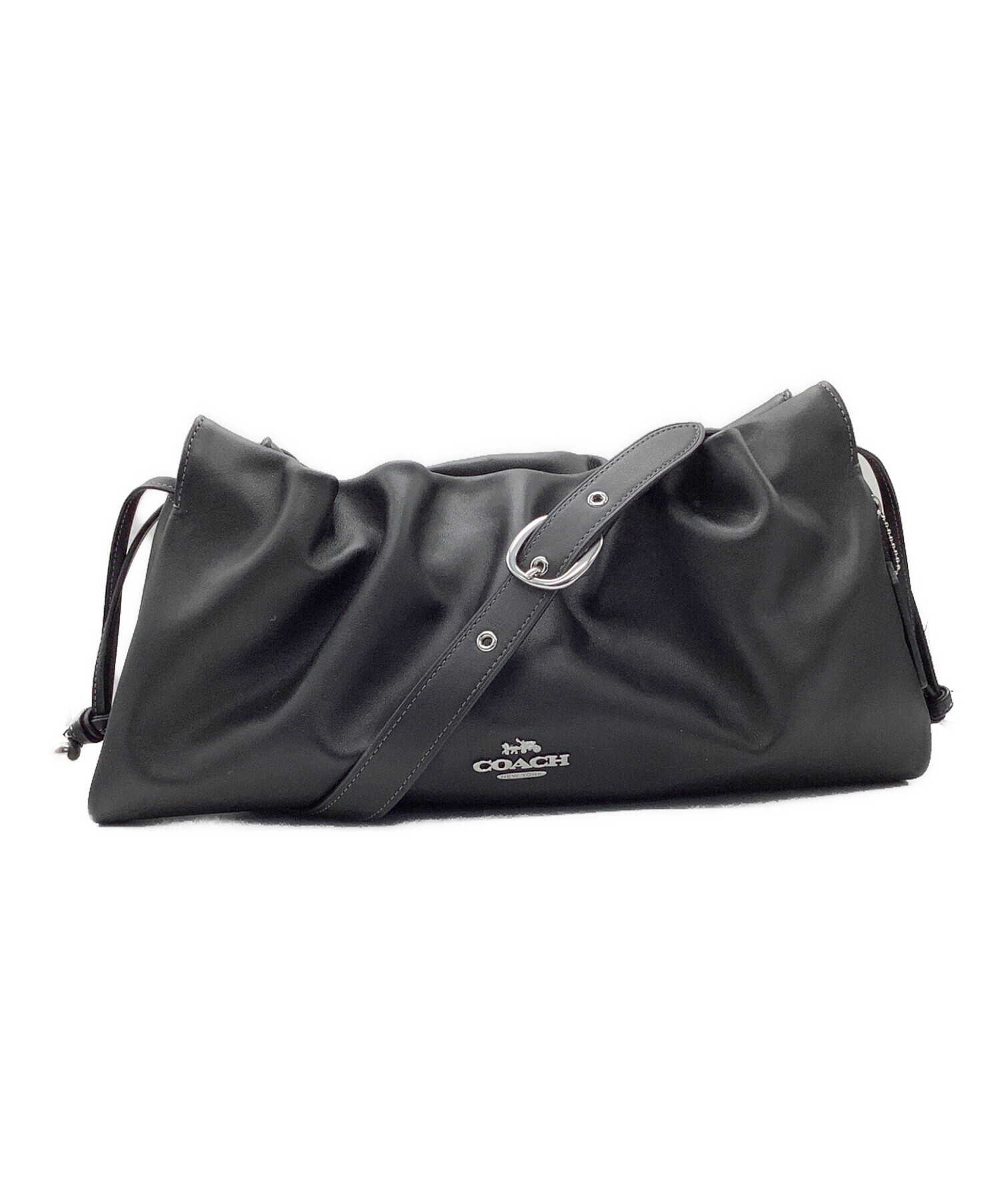 【新品未使用】COACH ブラックレザーショルダーバッグ 中古・古着通販】COACH (コーチ) ショルダーバッグ ブラック｜ブランド