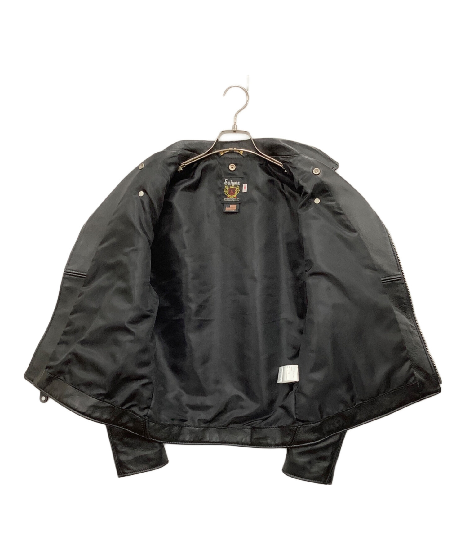 38 Schott レザージャケット ブラック 38 古着 中古・古着通販】SCHOTT BROS. (ショットブロス) ダブルライダース