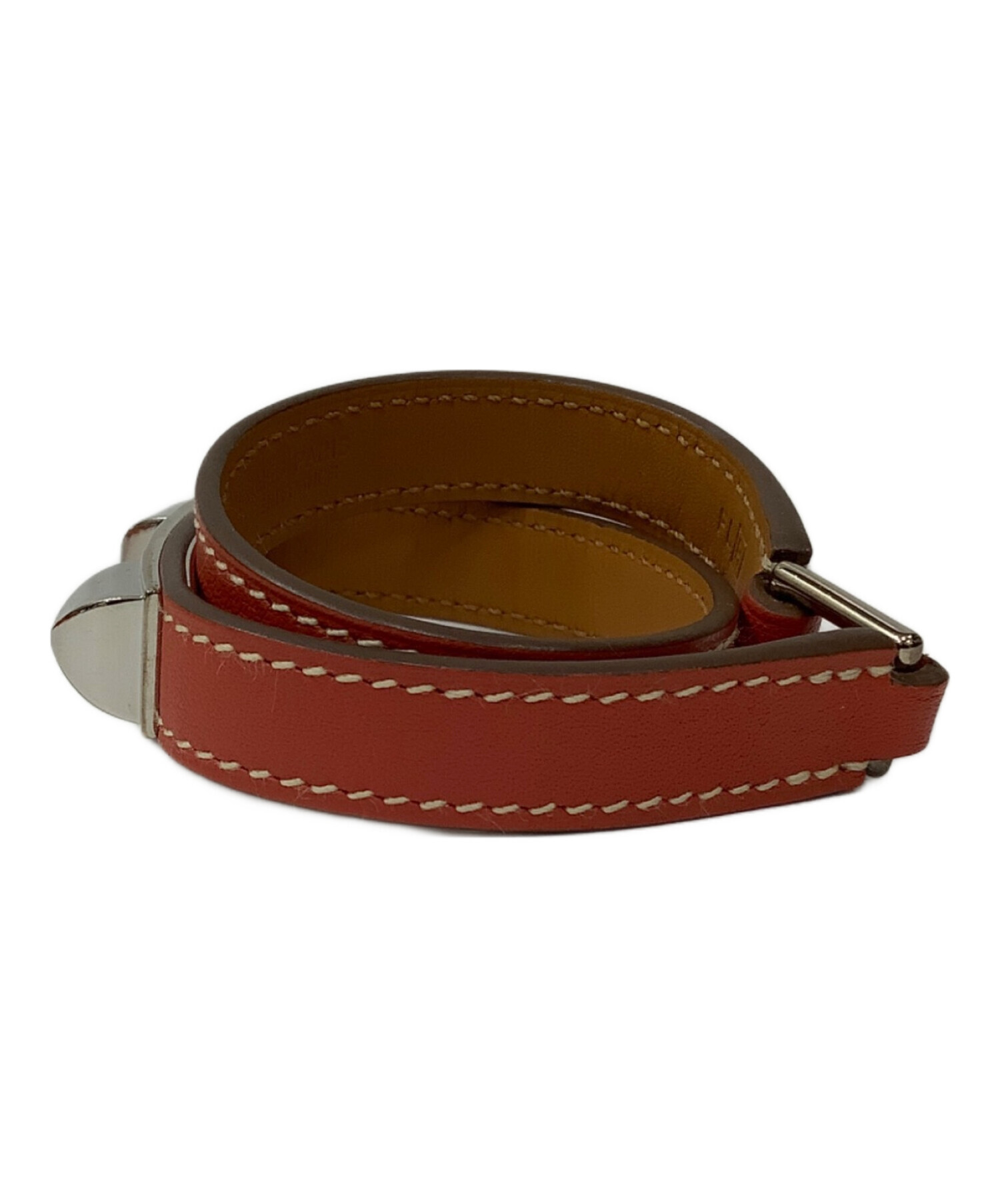 中古・古着通販】HERMES (エルメス) レザーブレスレット レッド サイズ