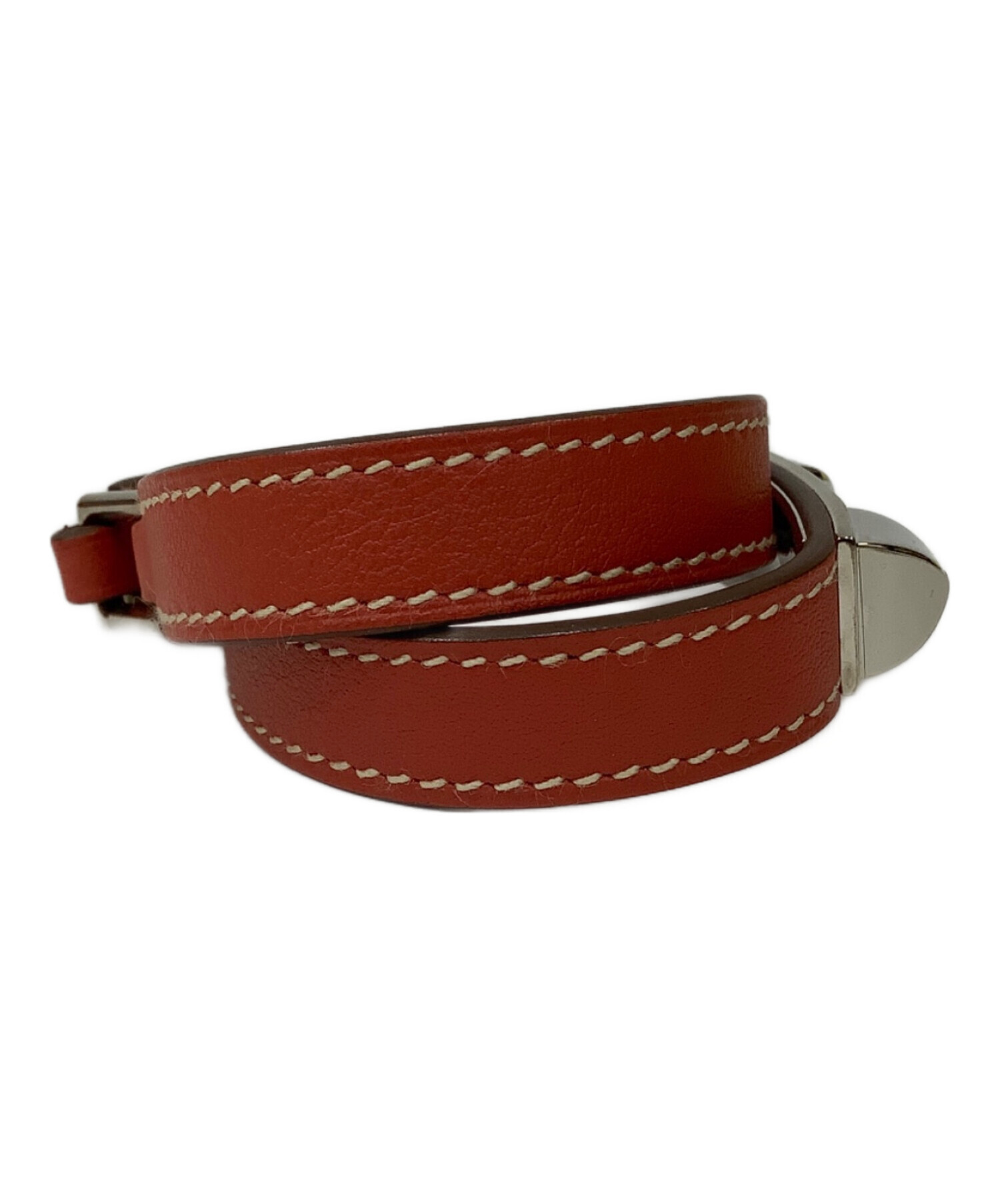 中古・古着通販】HERMES (エルメス) レザーブレスレット レッド サイズ
