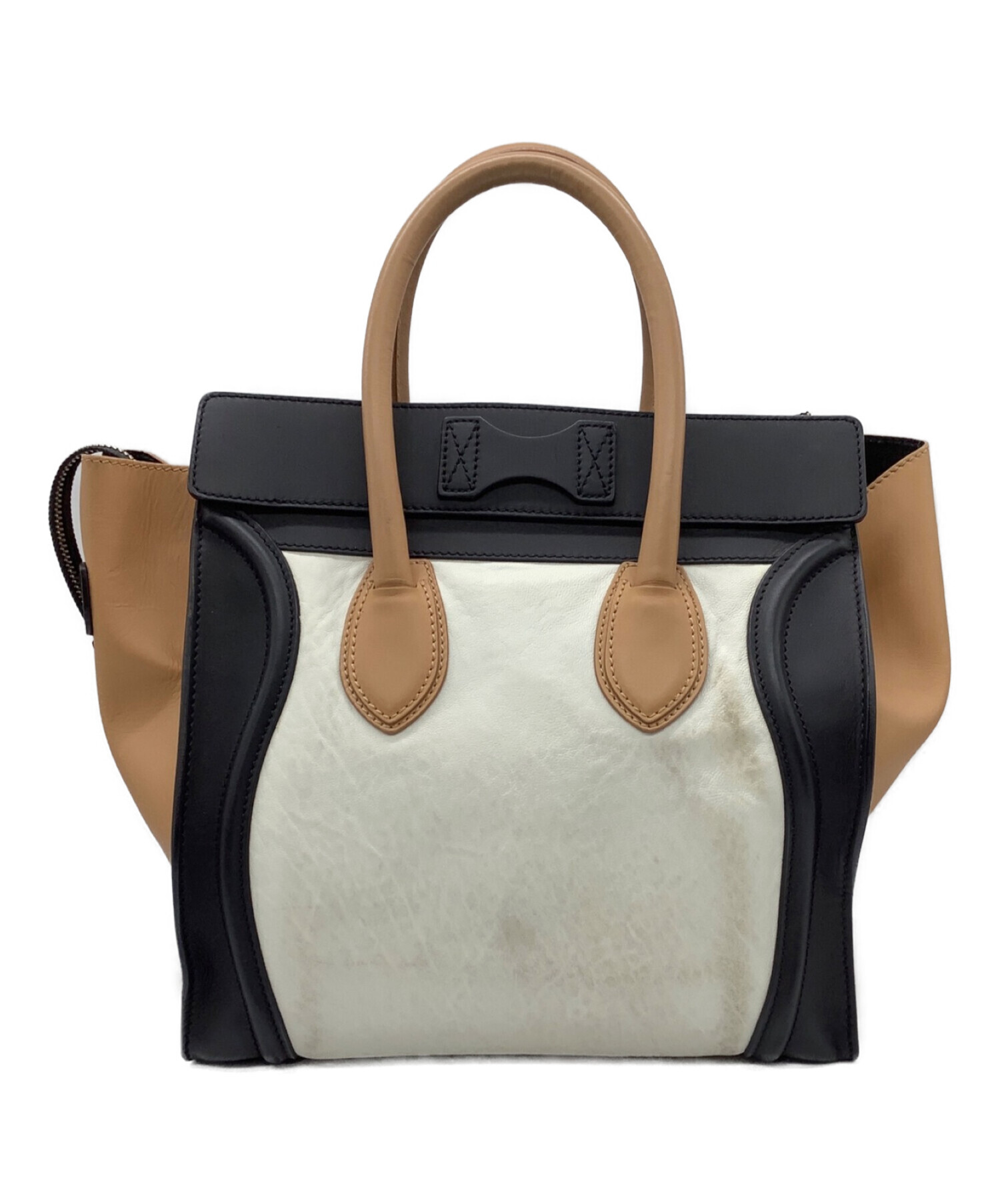 中古・古着通販】CELINE (セリーヌ) ハンドバッグ ブラック×ベージュ 
