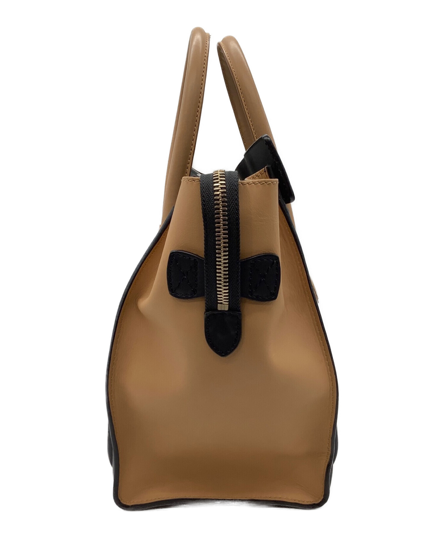 中古・古着通販】CELINE (セリーヌ) ハンドバッグ ブラック×ベージュ 