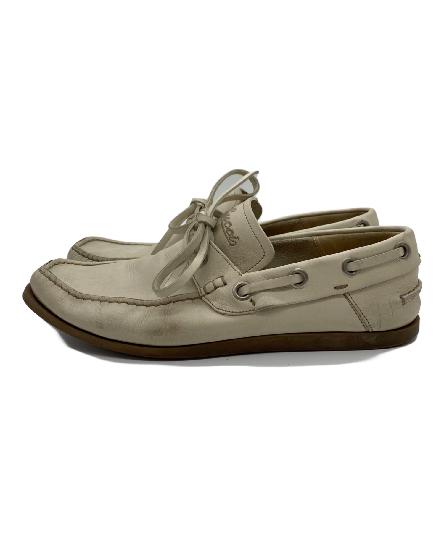中古・古着通販】GUCCI (グッチ) デッキシューズ ベージュ サイズ:SIZE 
