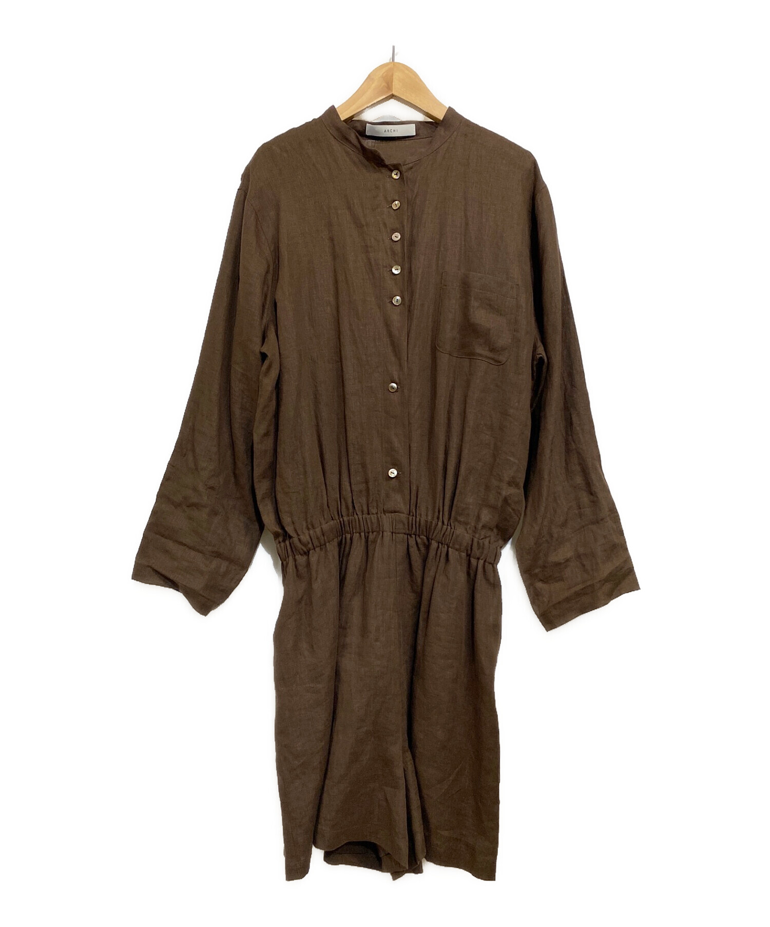 アーキ ARCHI オールインワン 中古・古着通販】archi (アーキ) LINEN ALL IN ONE ブラウン サイズ