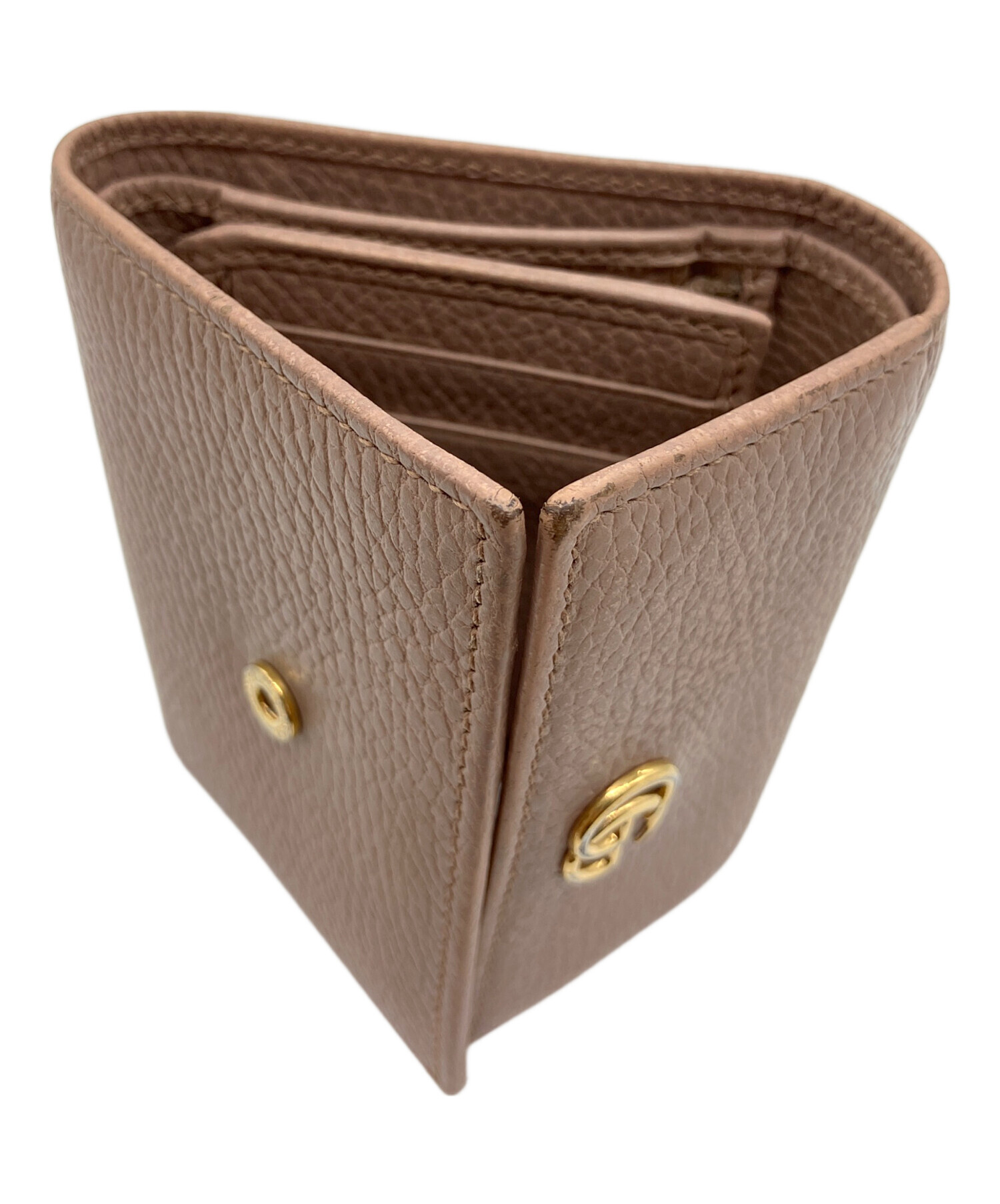 GUCCI グッチ 三つ折り財布 ピンク GGマーモント 中古・古着通販】GUCCI (グッチ) 3つ折り財布 GGマーモント ピンク