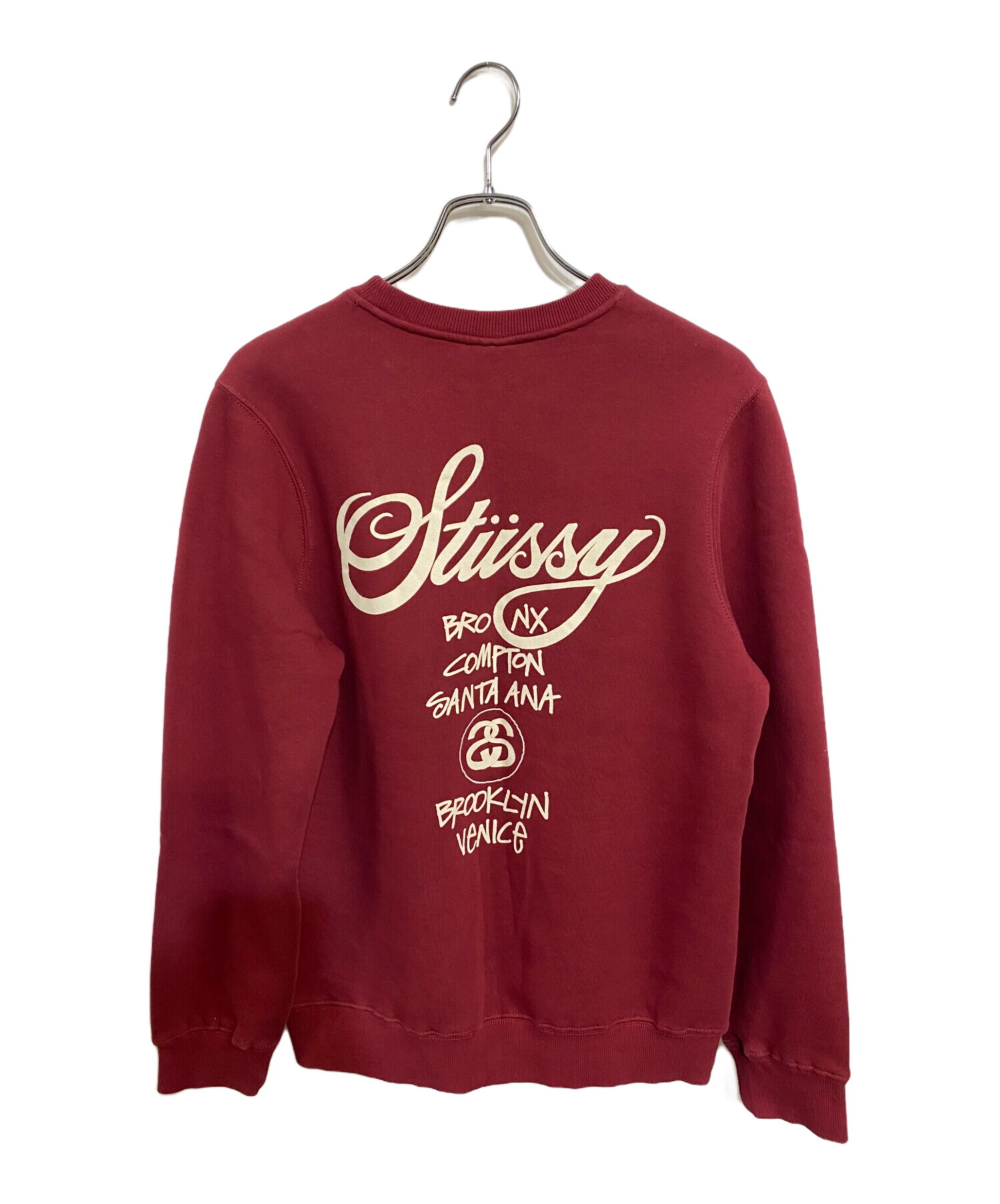 OLD STUSSY スウェット　ボルドー 中古・古着通販】stussy (ステューシー) WORLD TOUR スウェットシャツ