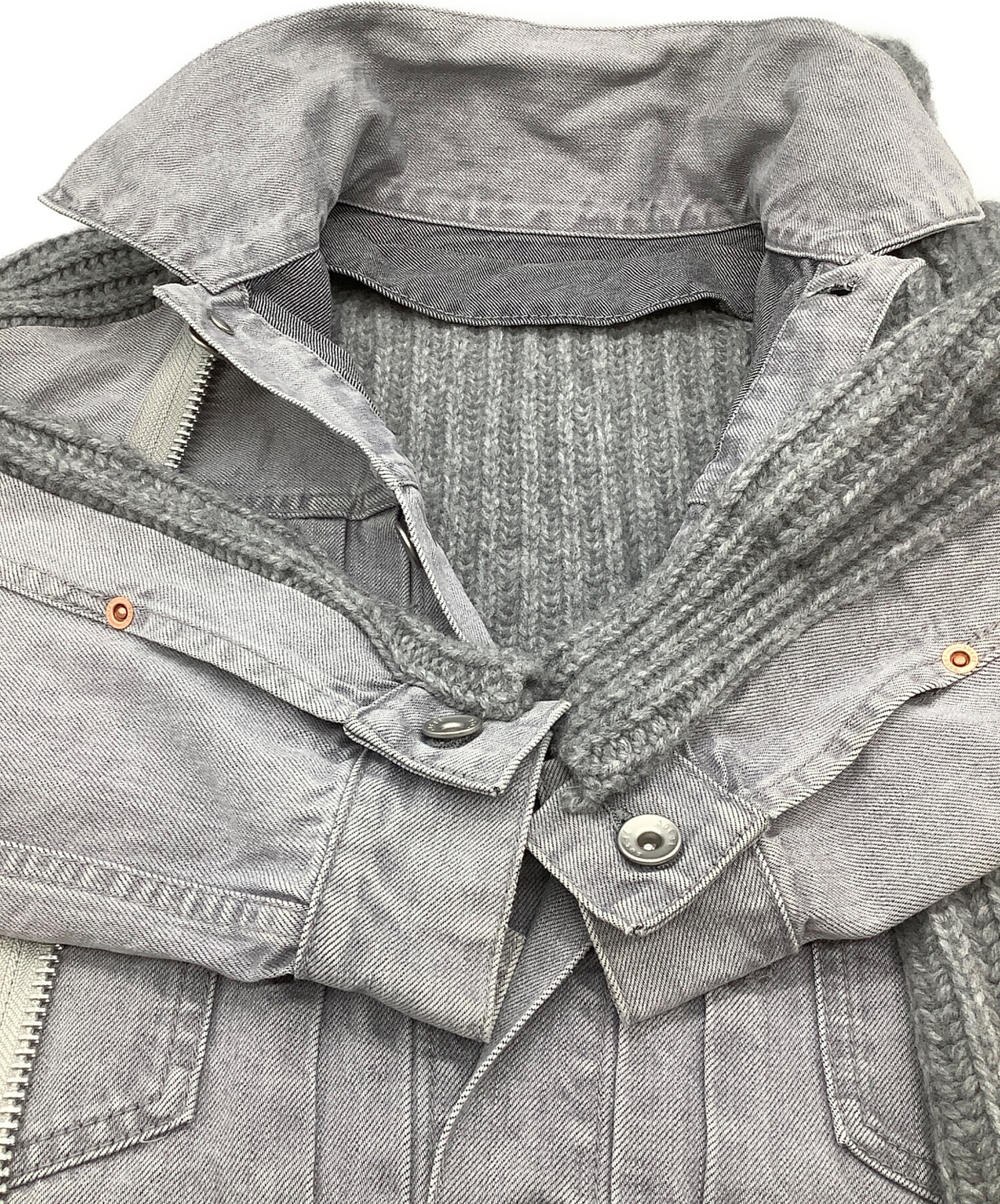 中古・古着通販】sacai (サカイ) Denim x Knit Blouson グレー サイズ