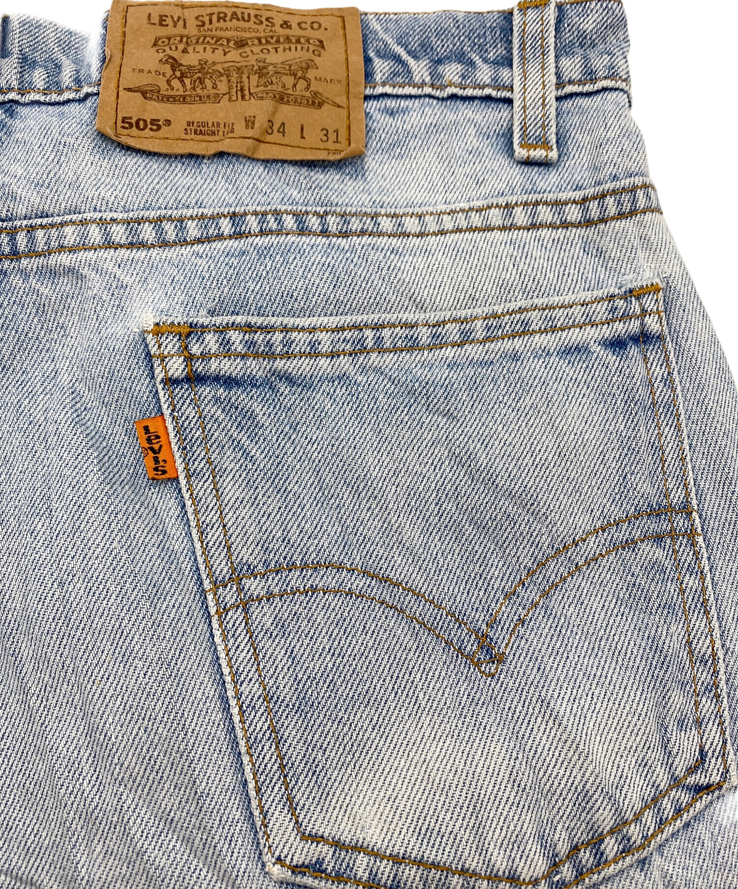 80sヴィンテージ Levi's505リペアデニムストレートデニム ライトブルー 中古・古着通販】LEVI'S 505 (リーバイス505) 90'sストレートデニム