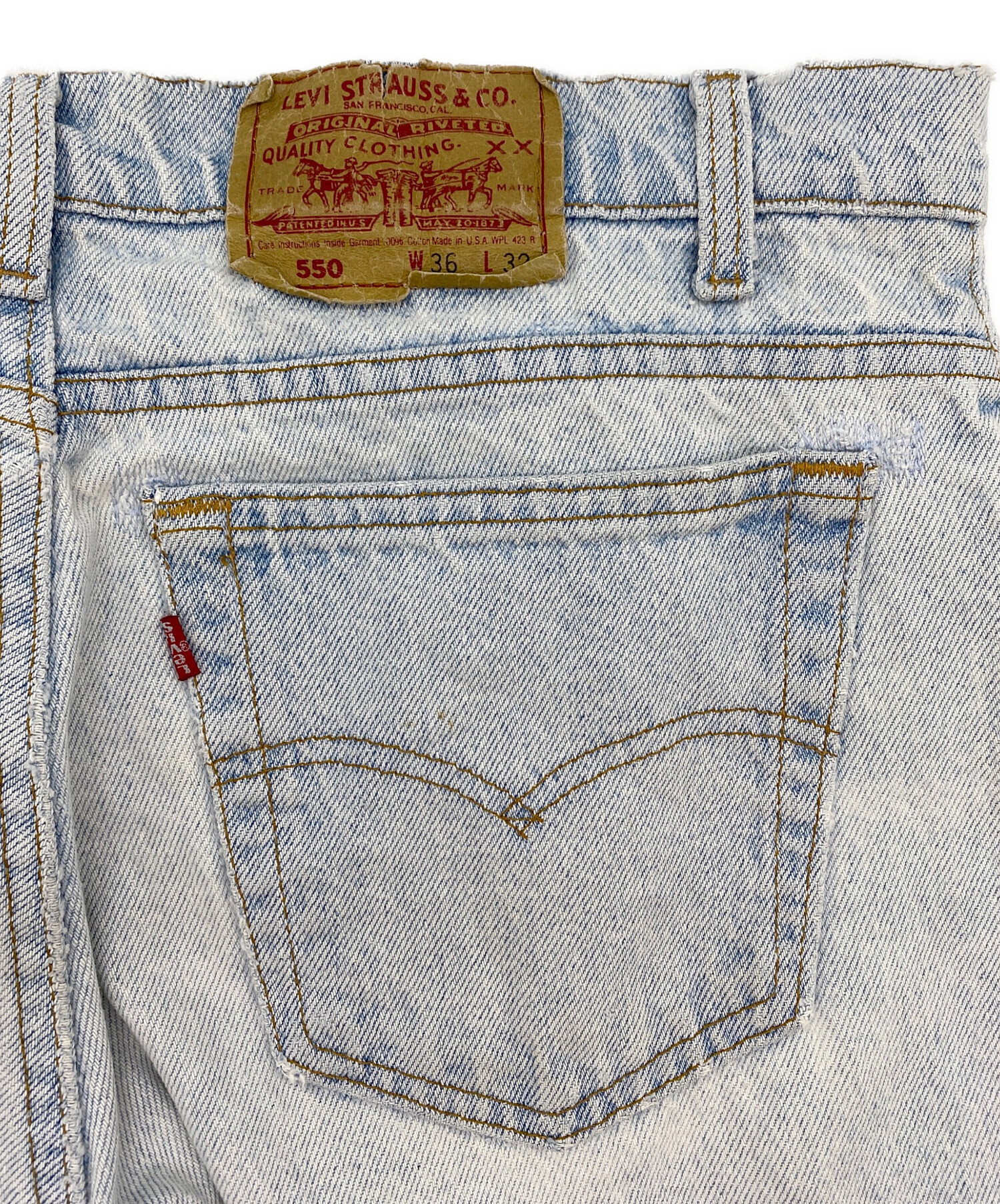 N12 90s USA製Levi's550ホワイトデニムリラックスフィットW36 USA製 90s Levi's リーバイス 550 ホワイト デニム リラックスド