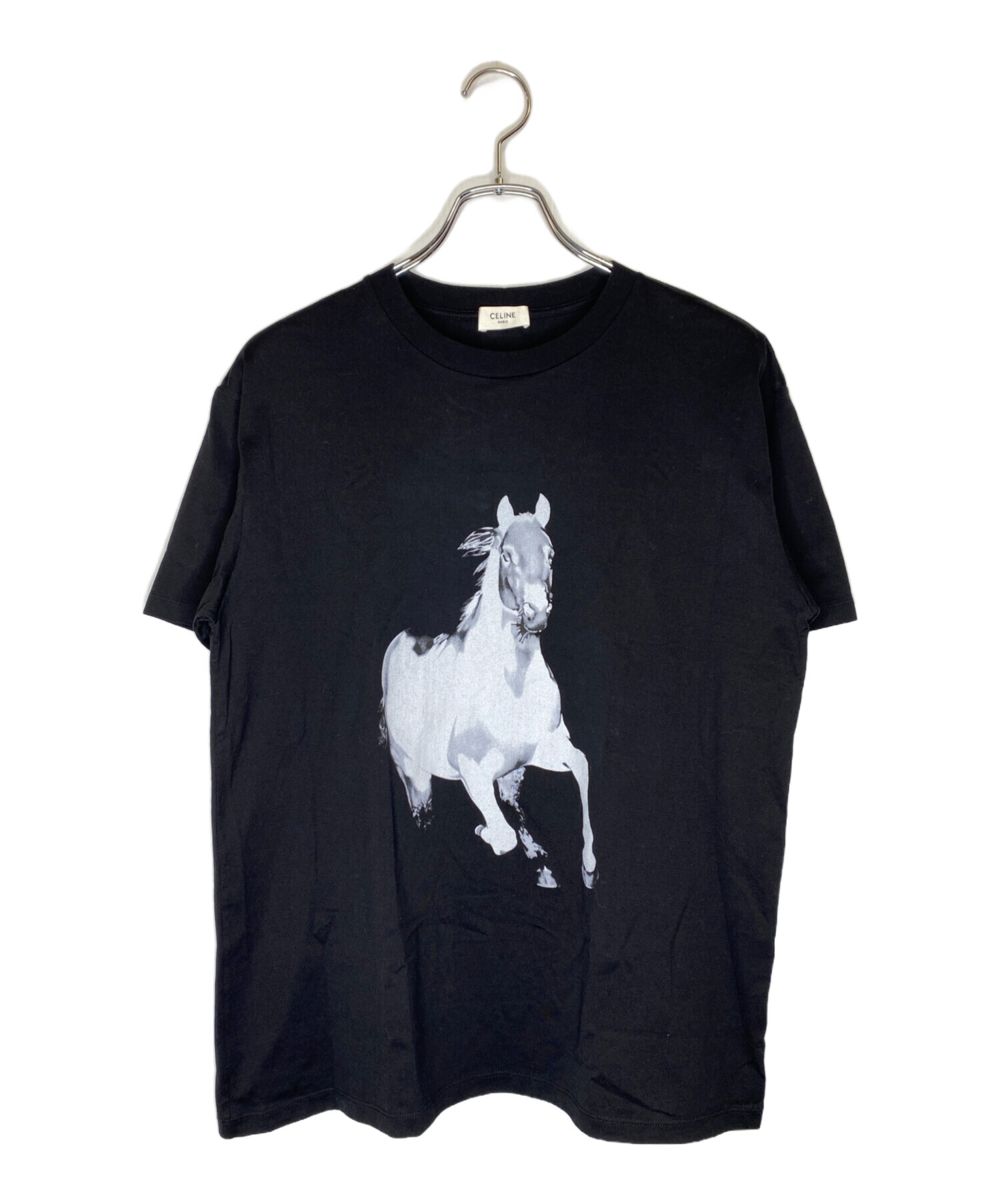 中古・古着通販】CELINE (セリーヌ) ホースプリントTシャツ ブラック