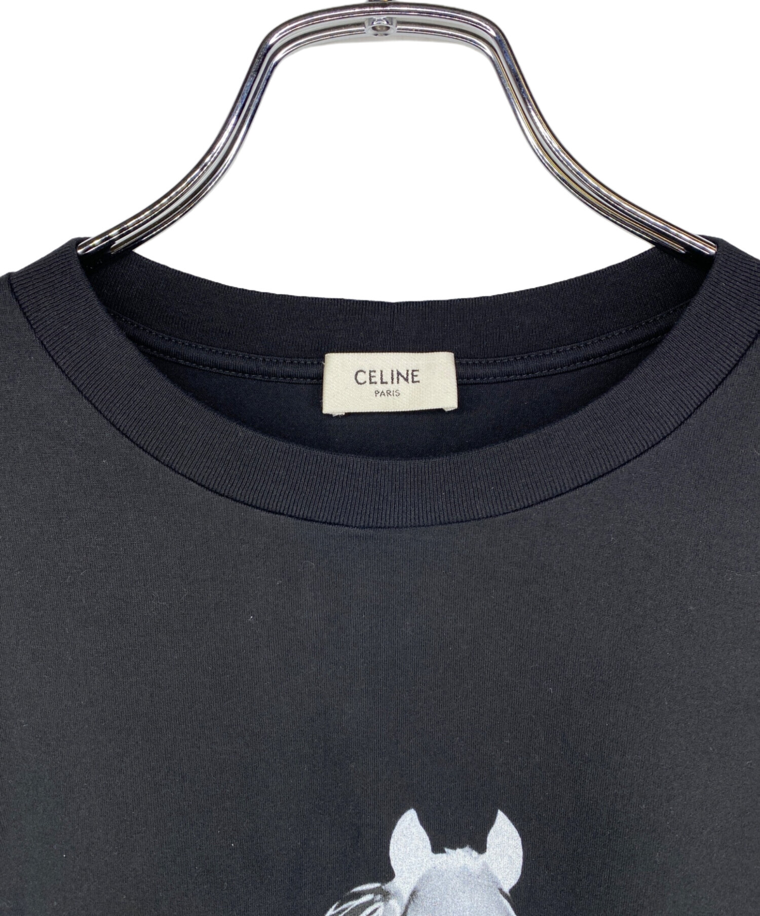 中古・古着通販】CELINE (セリーヌ) ホースプリントTシャツ ブラック